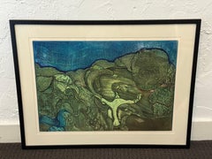 Surrealist Green Acrylic Abstract by Beckford Young