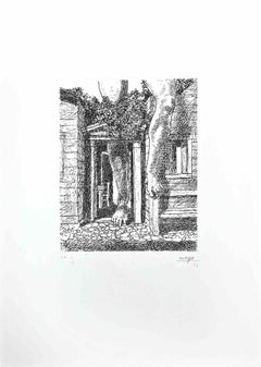 « The Growing Feet », gravure en noir et blanc de Mayo, 1977