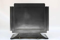 Mayodon Attr., Black Lacquered Bar Sideboard with Ceramic Panels, Circa 1940