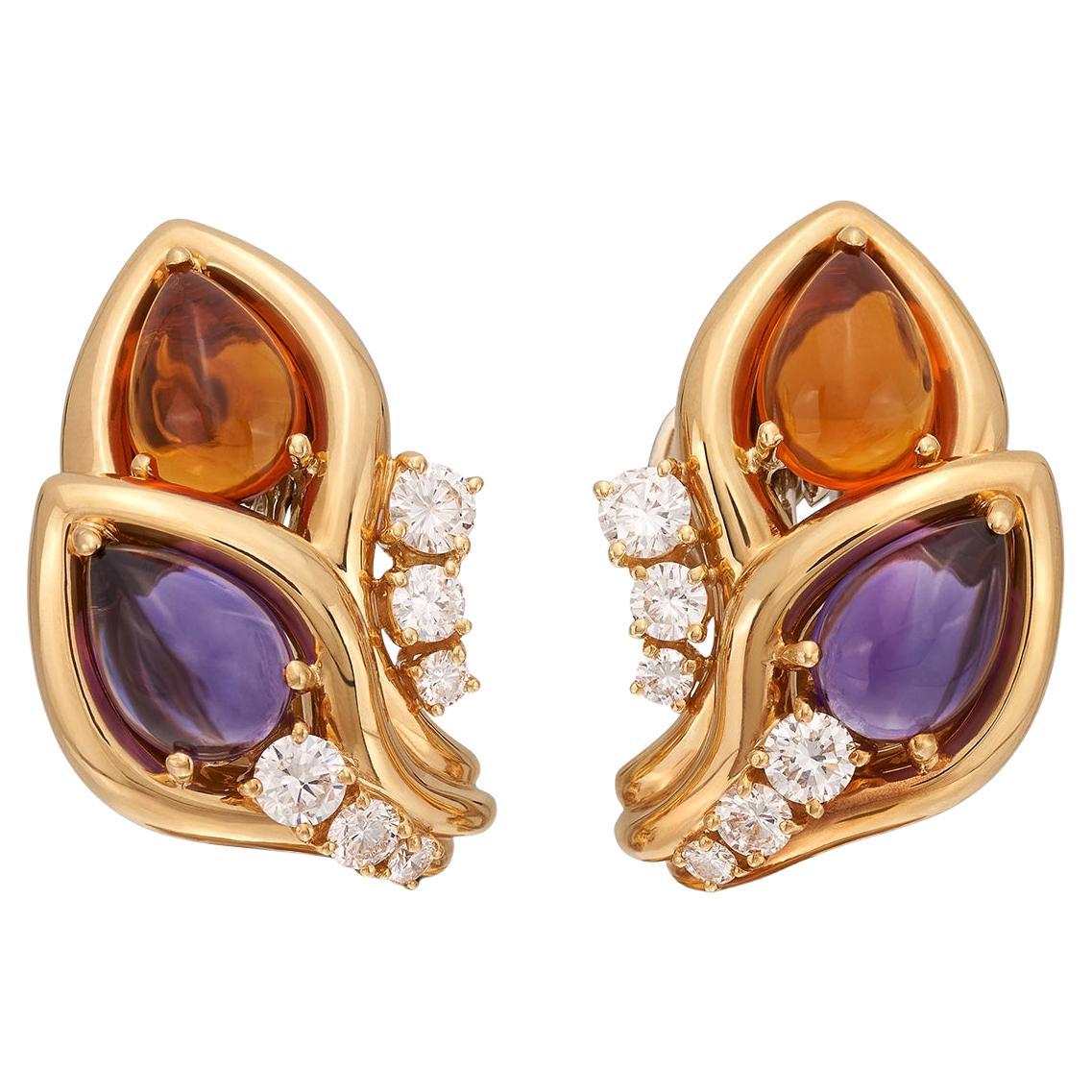 Pendientes Mayor de Oro Amarillo de 18k y Engaste de Gemas en venta