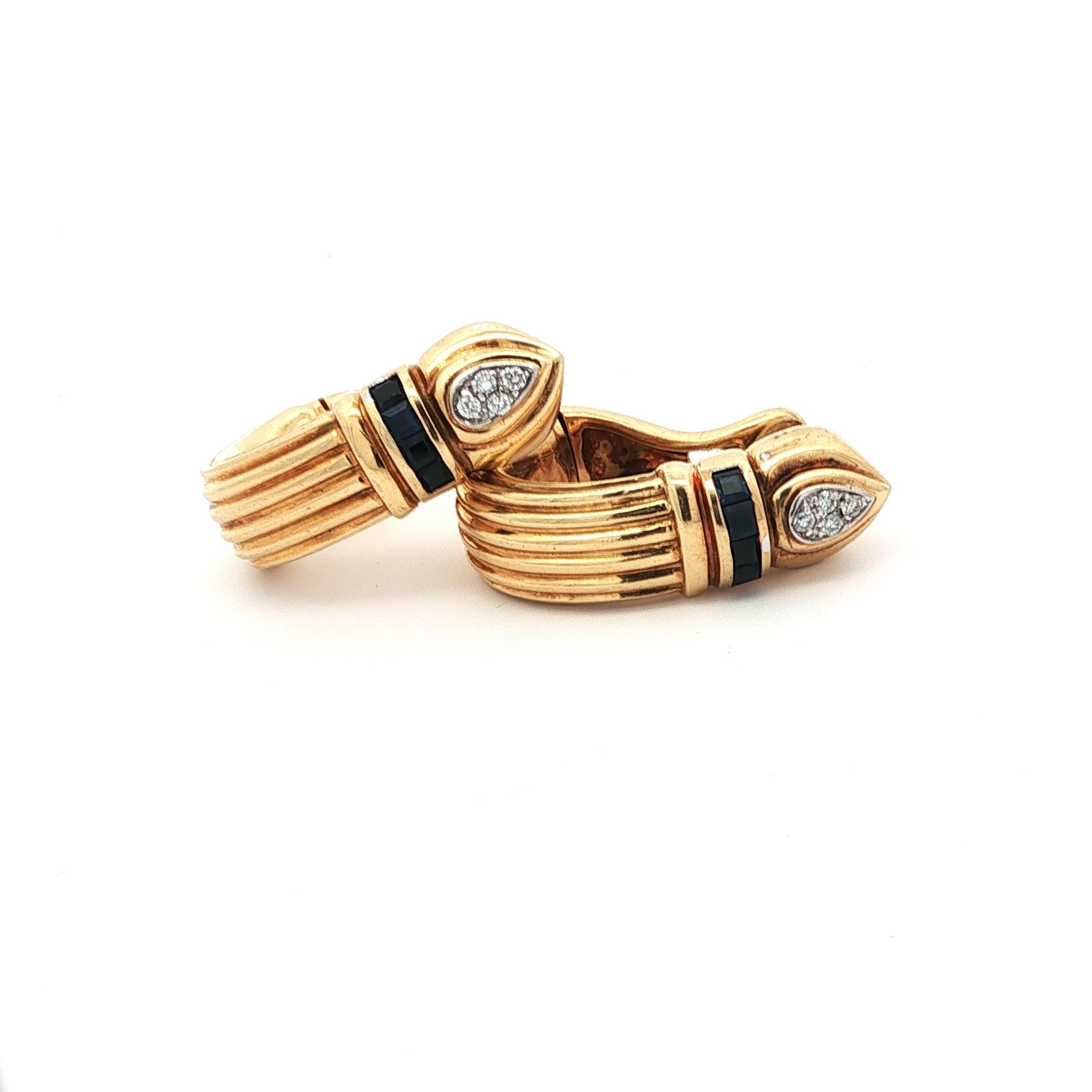 MAYORS 18K Yellow Gold Sapphire and Diamond – Signed Vintage Estate Earrings im Zustand „Hervorragend“ im Angebot in Miami, FL