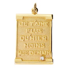 Mayors Birks 14K Solid Gold & Diamond I Love You Je T'Aime Pendant For Necklace