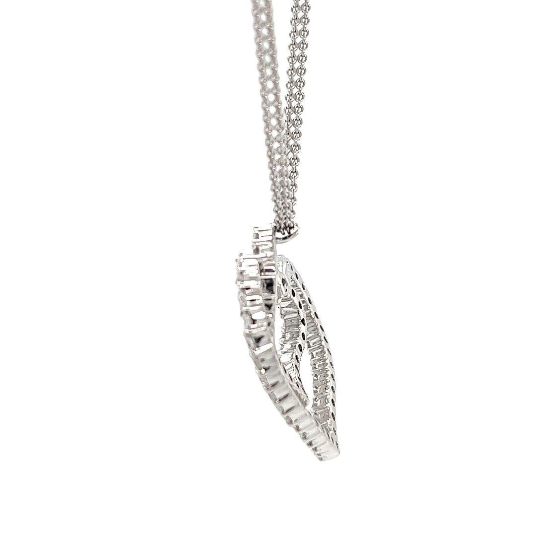 Round Cut Mayors Diamond Heart Necklace in White Gold For Sale