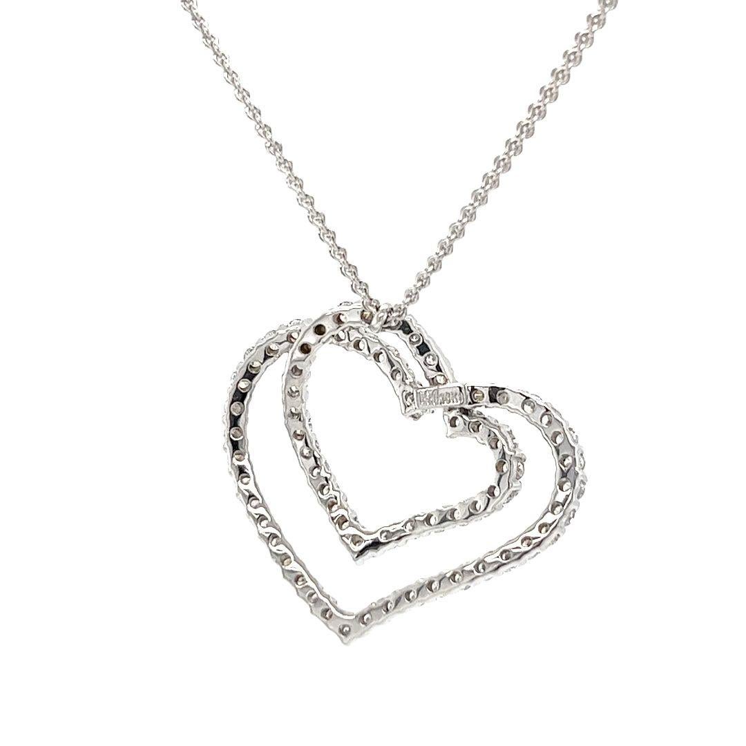 Mayors Diamond Heart Necklace in White Gold In Good Condition For Sale In Coral Gables, FL
