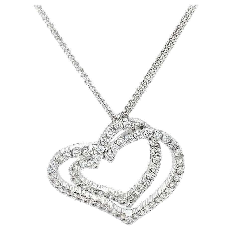 Mayors Diamond Heart Necklace in White Gold For Sale