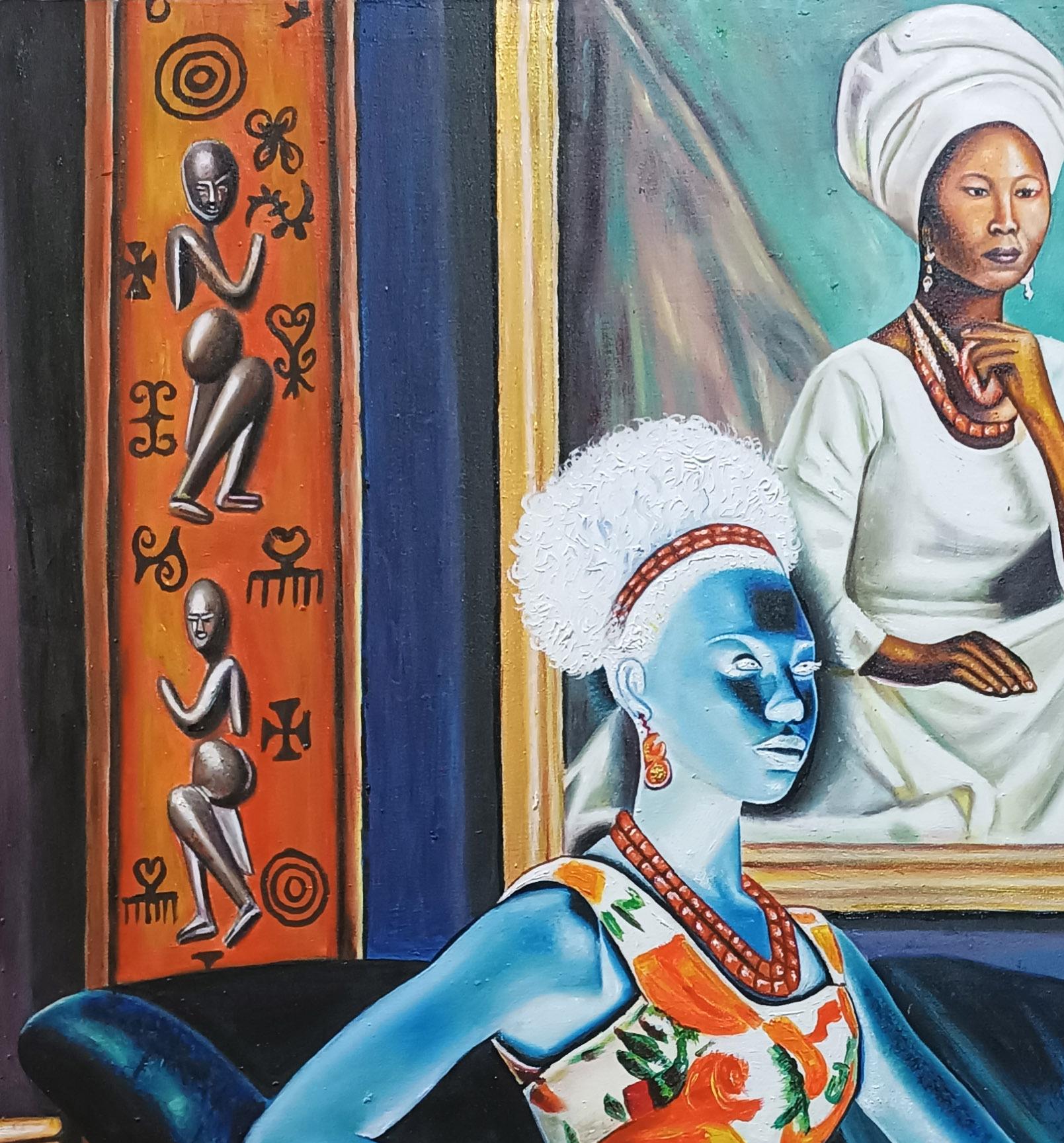 Elegant Soul of Lady Àṣàkẹ́ - 21st Century, Contemporary, Figurative Art, Women - Painting by Mayowa Adekile