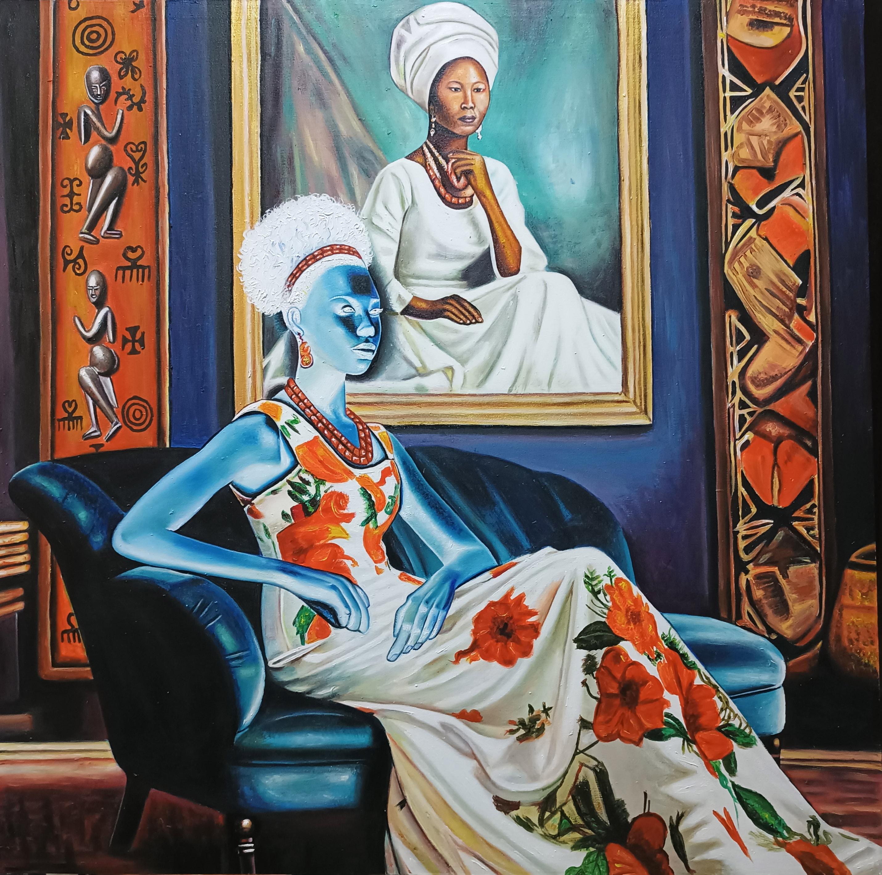 Mayowa Adekile Portrait Painting - Elegant Soul of Lady Àṣàkẹ́ - 21st Century, Contemporary, Figurative Art, Women