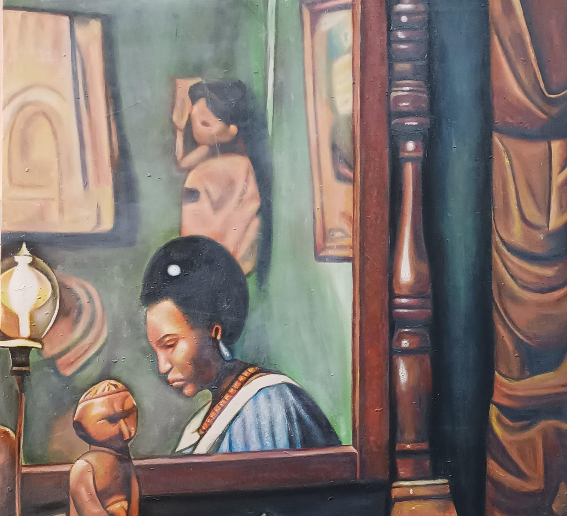 Anima di donna Àmọ̀pé - 21° secolo, Contemporaneo, Figurativo, Arte moderna, Donna - Painting di Mayowa Adekile