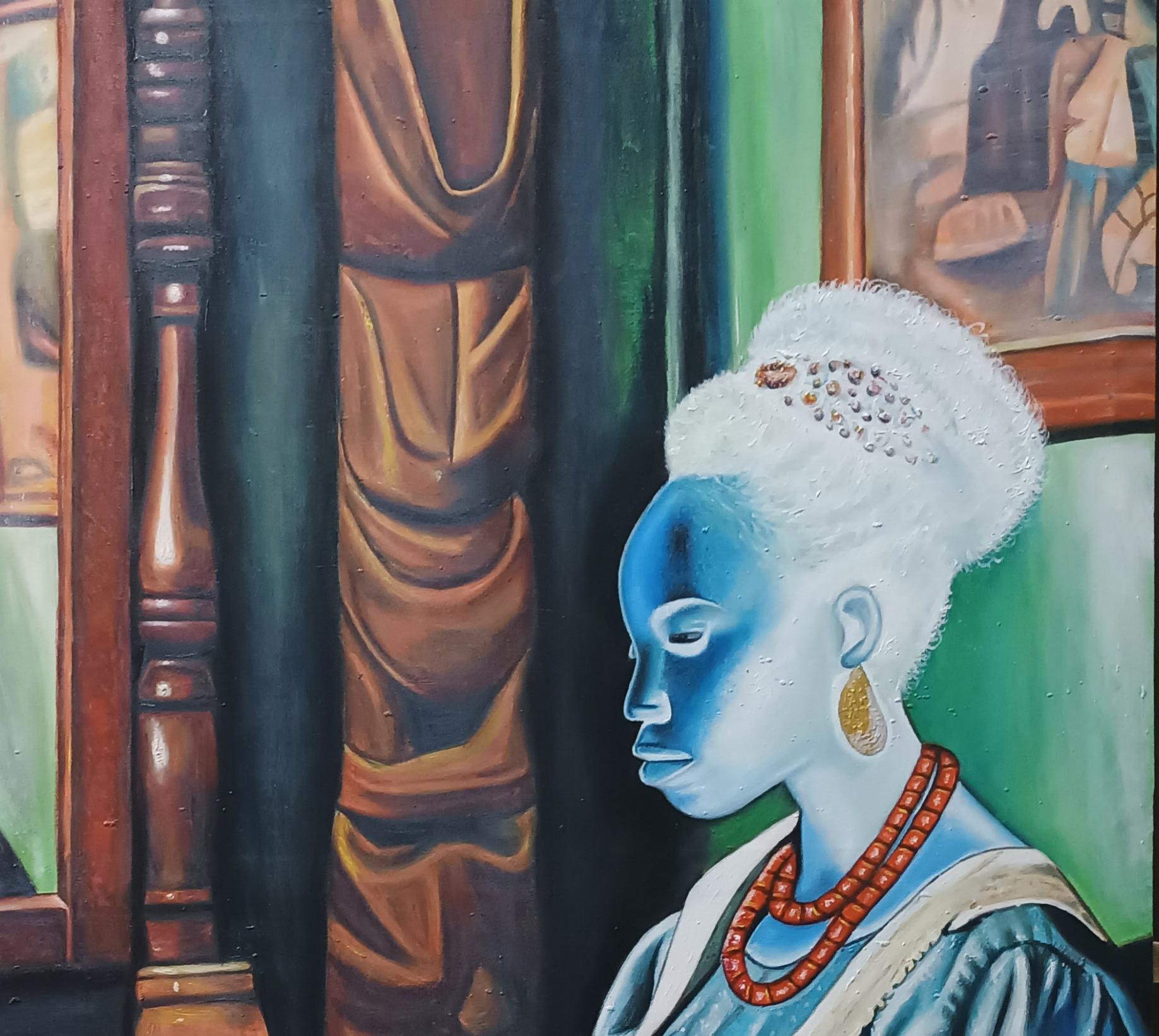 Anima di donna Àmọ̀pé - 21° secolo, Contemporaneo, Figurativo, Arte moderna, Donna - Portrait Painting Nero di Mayowa Adekile