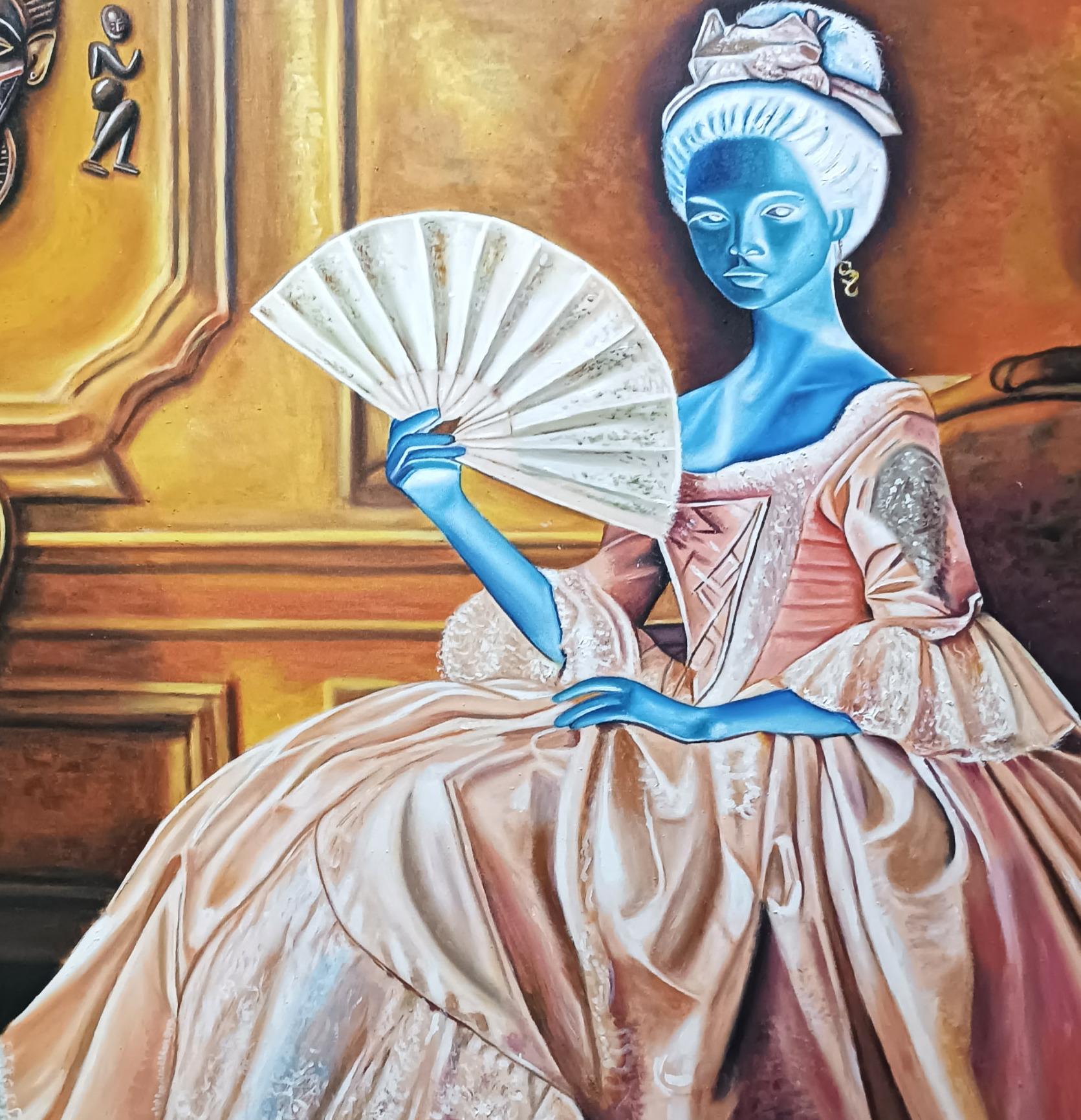 Alma de Lady Jane - Siglo XXI, Contemporáneo, Figurativo, Africano, Mujer, Gato en venta 2