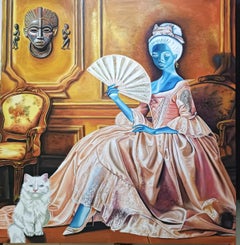 Alma de Lady Jane - Siglo XXI, Contemporáneo, Figurativo, Africano, Mujer, Gato