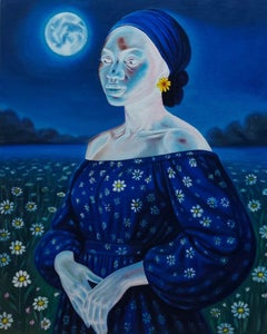 Sous la lune - 21e siècle, Contemporain, Portrait figuratif, Afrique, Femmes