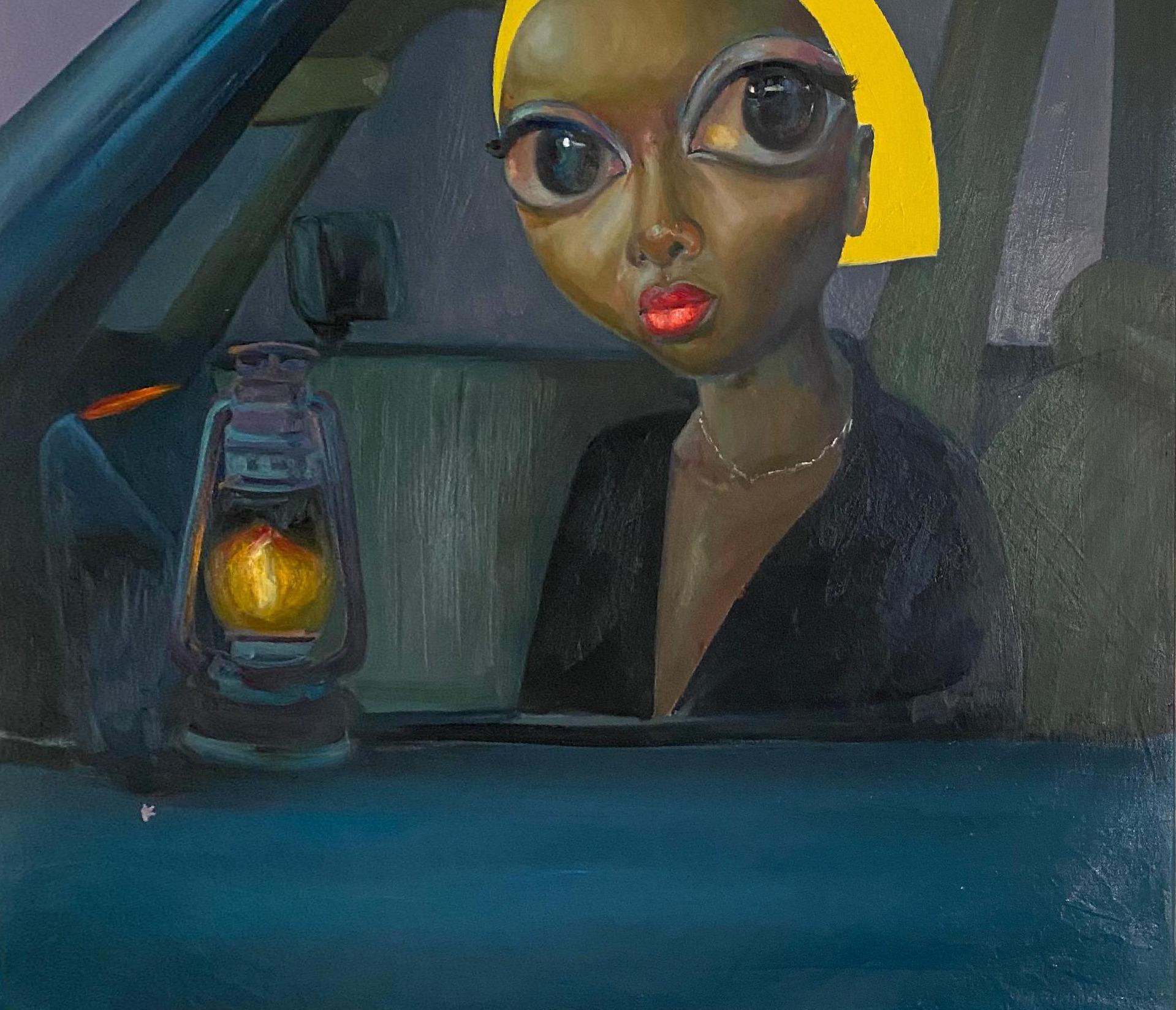 Adufe El rayo de esperanza-Siglo XXI, Contemporáneo, Pintura figurativa, Mujer - Portrait Painting Negro de Mayowa Esan