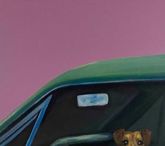 Aduke und ihr Haustier -21. Jahrhundert, Zeitgenössisch, Figurative Malerei, Frauen, Auto