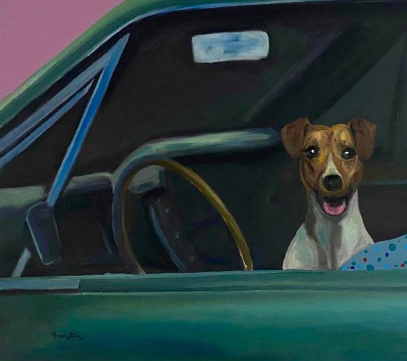 Aduke and Her Pet -21st Century, Contemporary, Figurative Painting, Women, Car 3