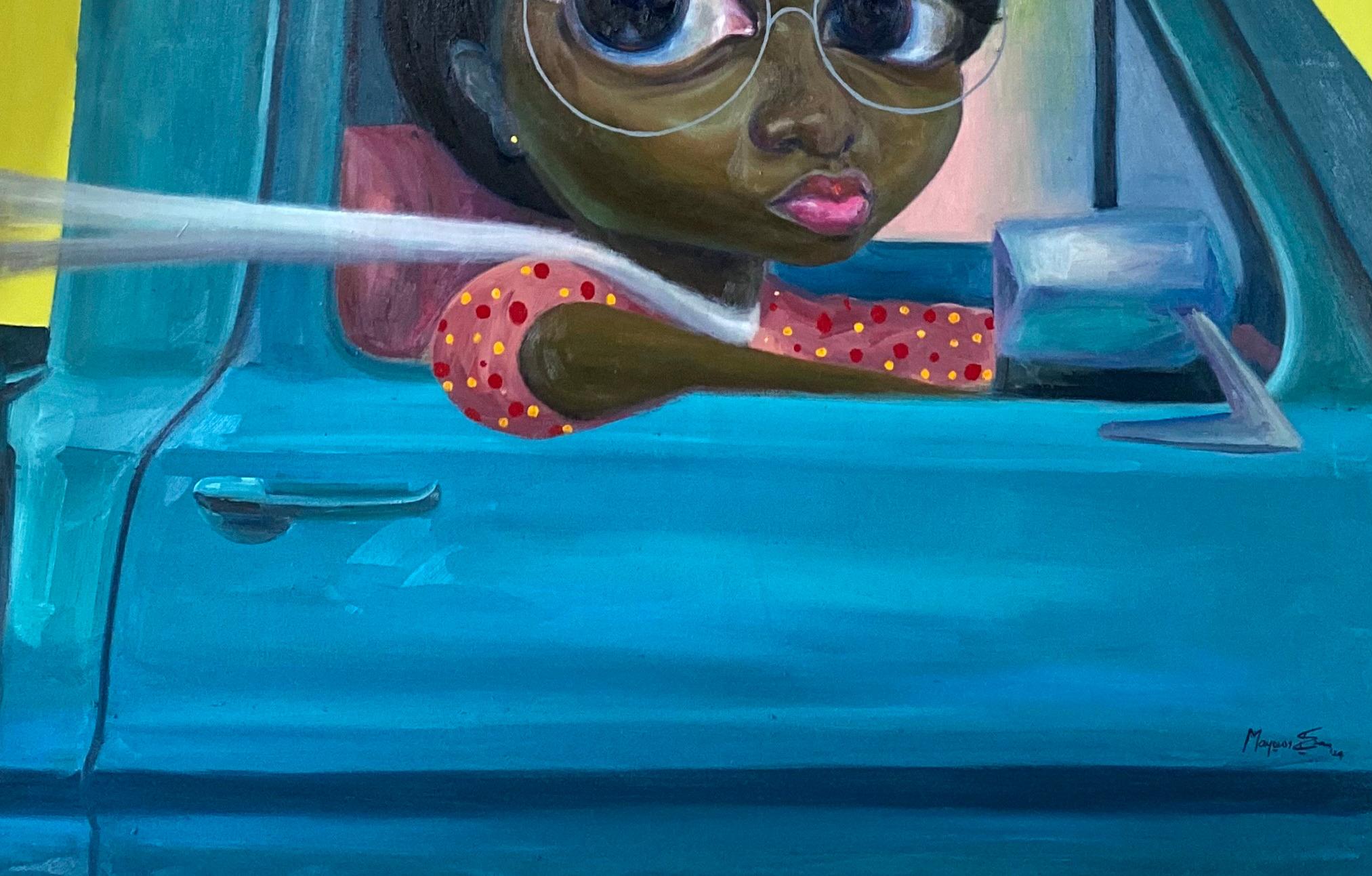 CETERIS PARIBUS (All Things Being Equal) -21st Century, Contemporary, Figurative - Blue Portrait Painting by Mayowa Esan