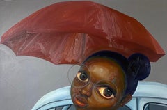 Come Rain - 21st Century, Contemporary, Figurative Neo-Expression, Car, Umbrella