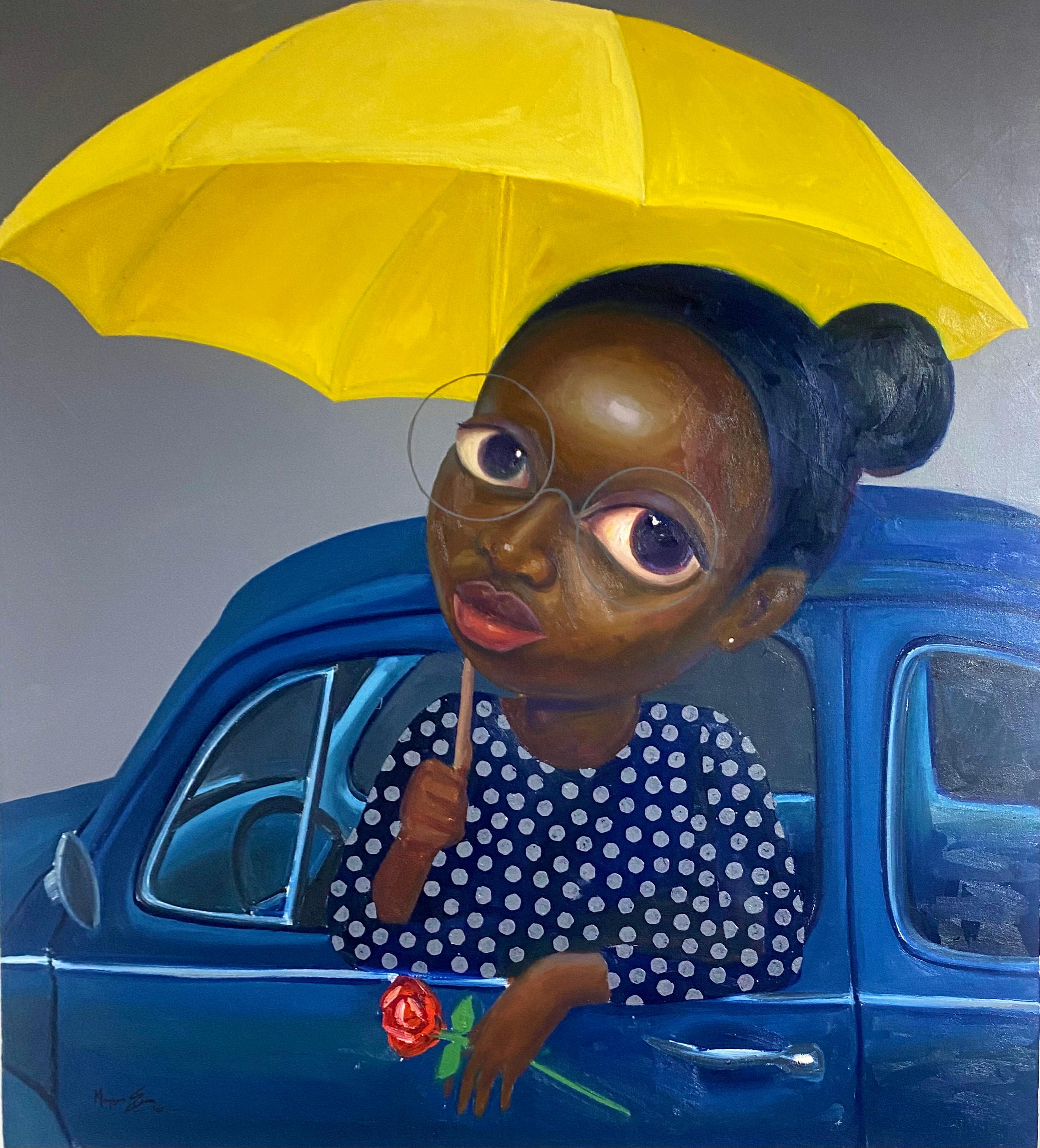 Come Shine -21st Century, Contemporary, Figurative Neo-Expression, Car, Umbrella