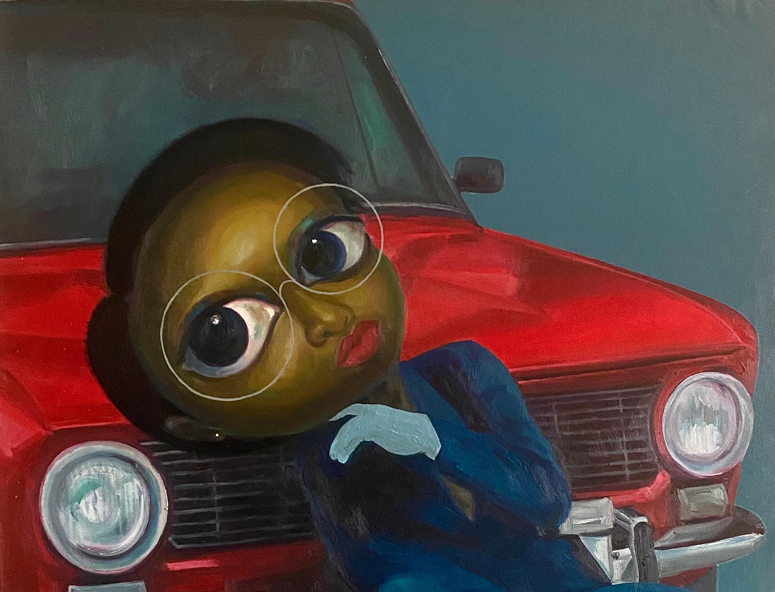 I've Been Here Before -21st Century, Contemporary, Figurative, Car, Africa Women - Painting by Mayowa Esan