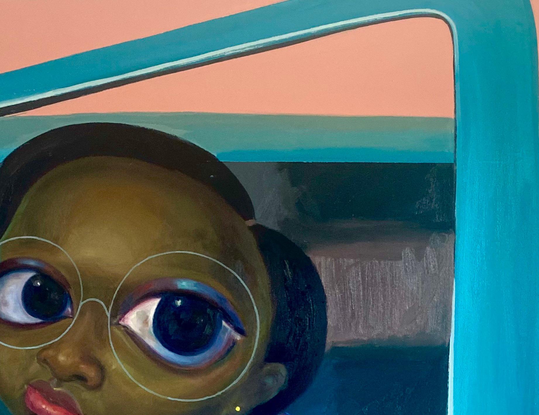 Motunde - 21e siècle, Contemporain, Portrait figuratif, Femme, Véhicule moderne - Bleu Figurative Painting par Mayowa Esan