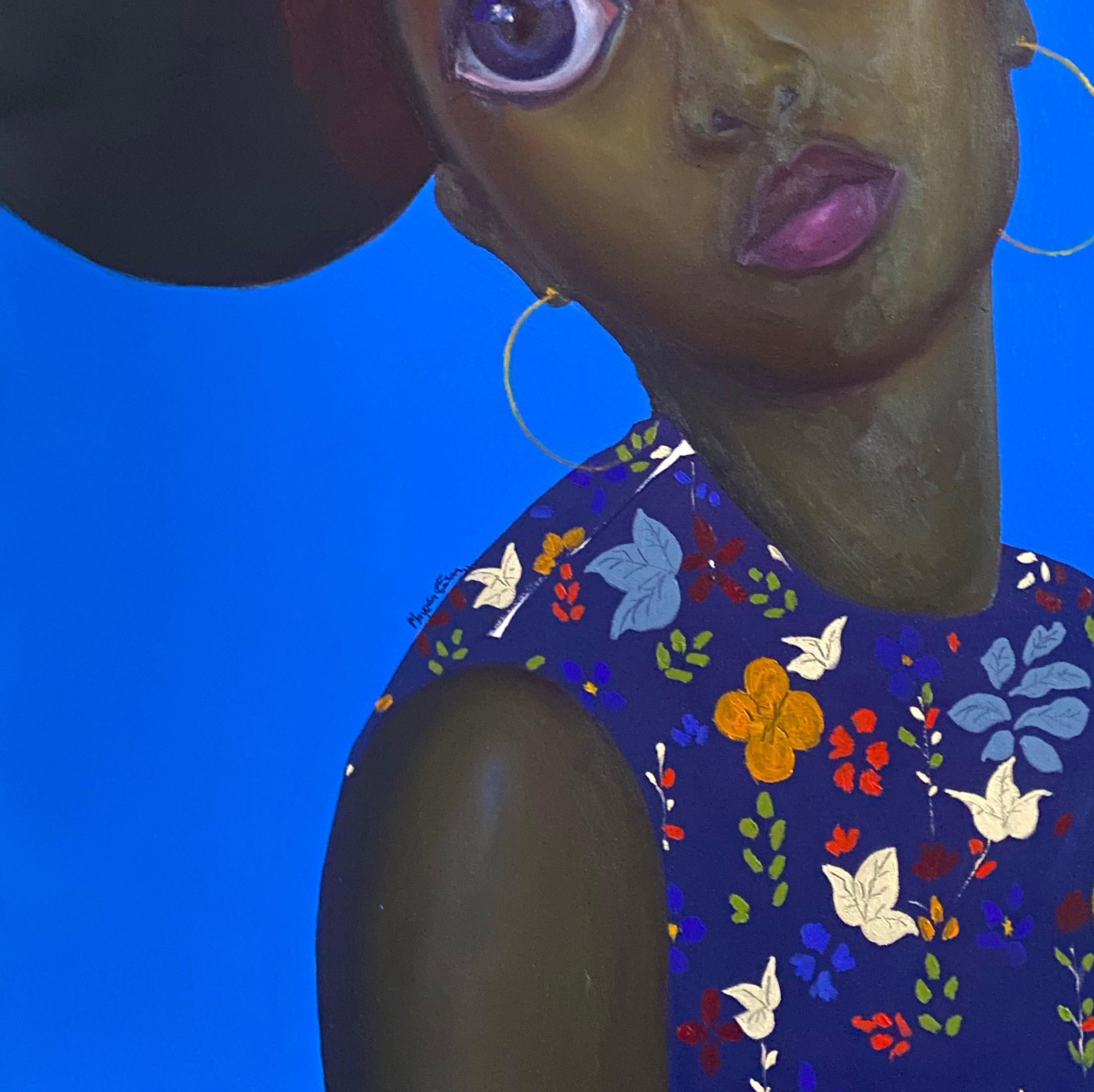 Non da solo - Portrait Painting Blu di Mayowa Esan