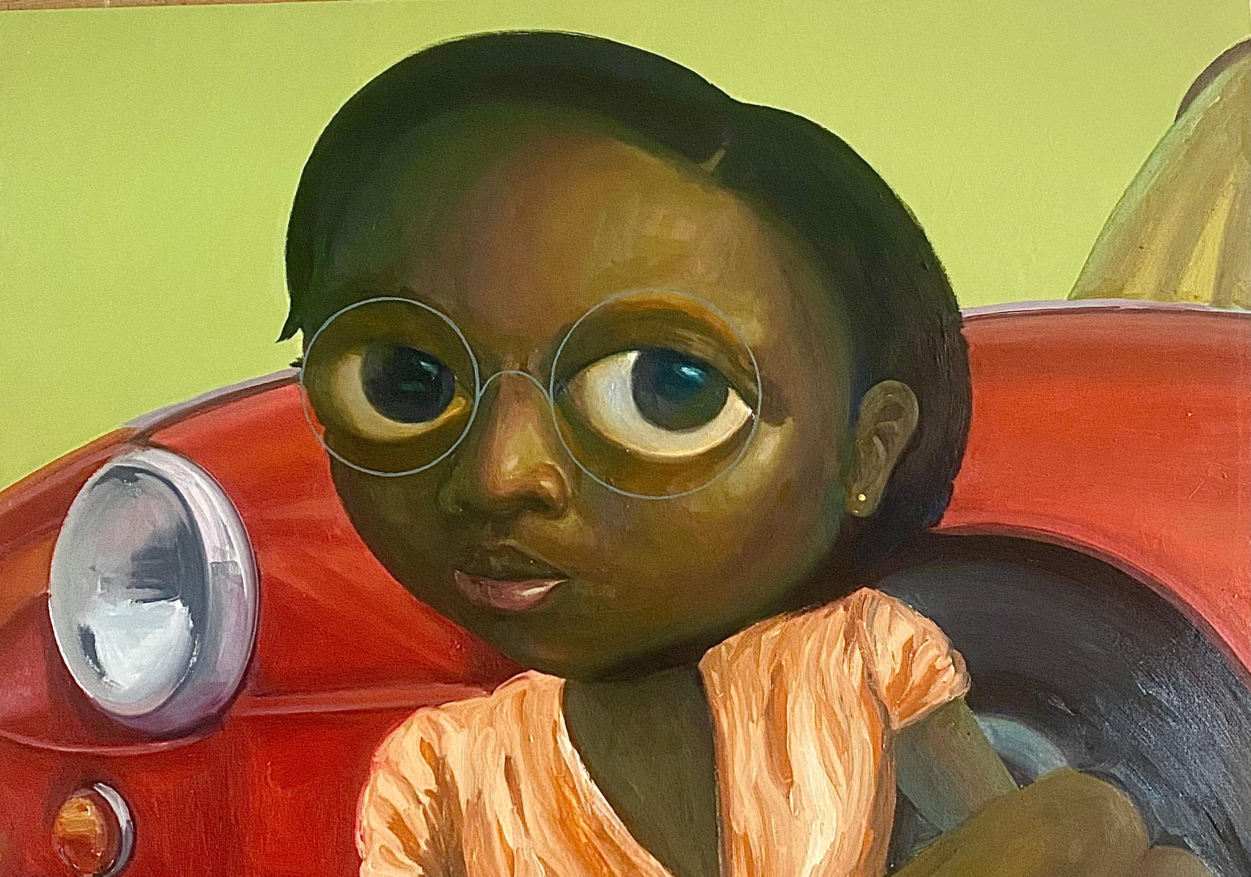 Read Me Like A Book - 21. Jahrhundert, Contemporary, Figurativ, Auto, Afrika, Frauen – Painting von Mayowa Esan