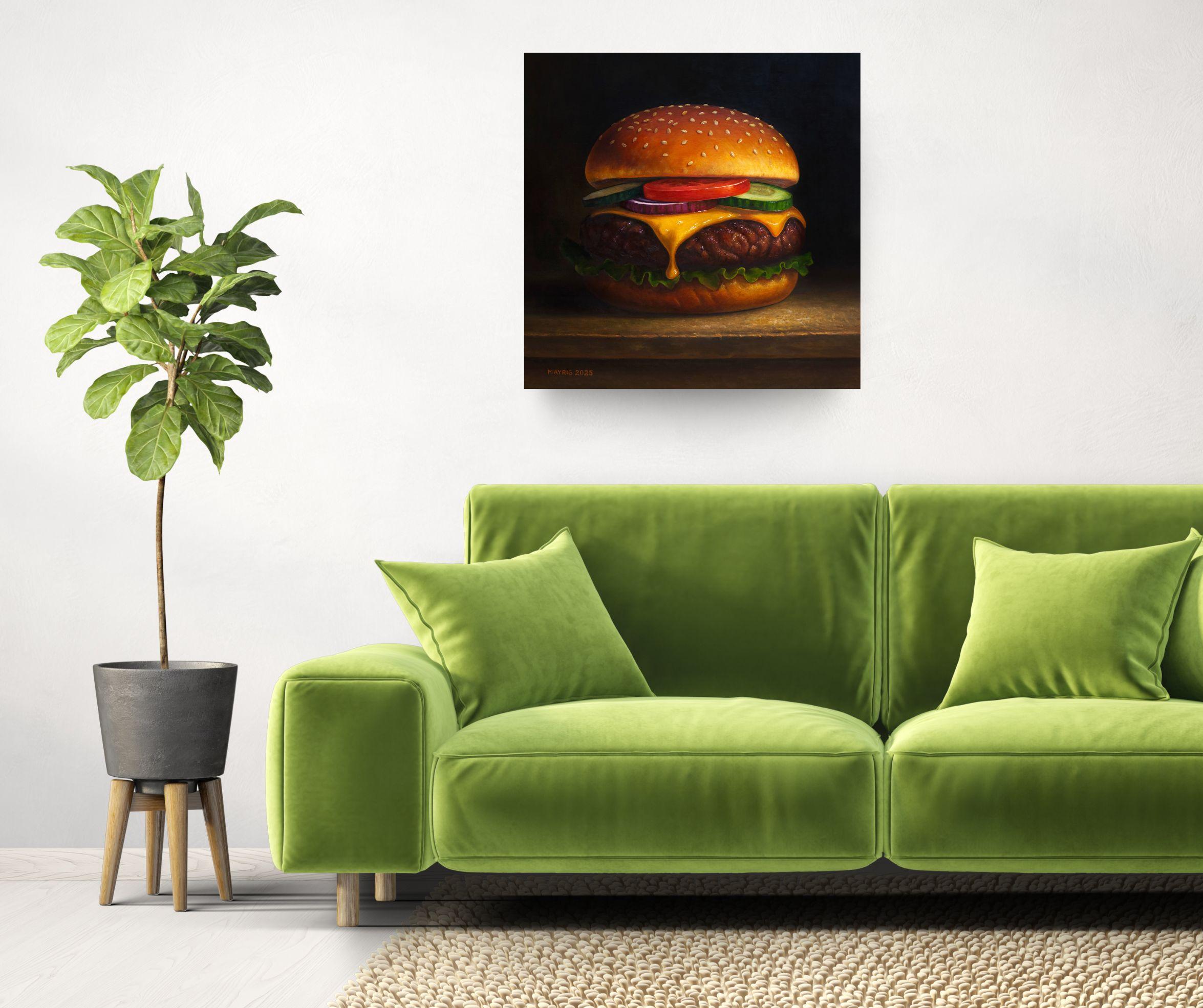 American Taste - original still life hyperrealism oil painting-contemporary art - Realist Painting by Mayrig Simonjan