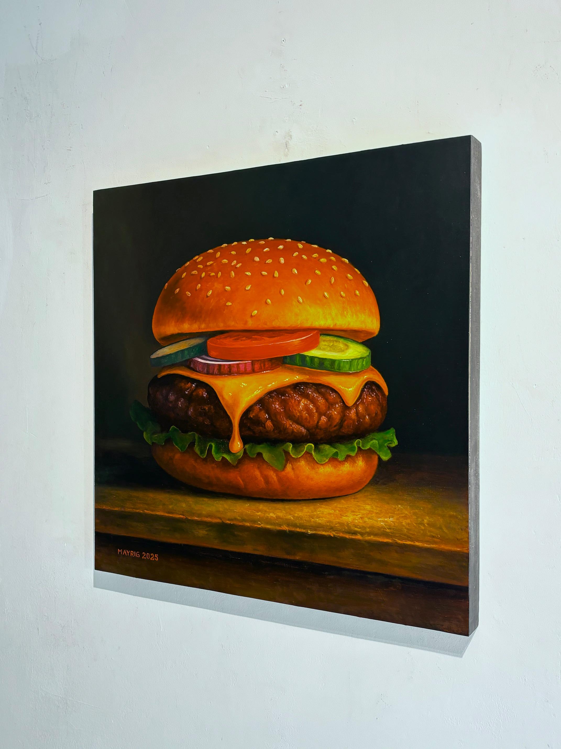 American Taste - original still life hyperrealism oil painting-contemporary art - Realist Painting by Mayrig Simonjan