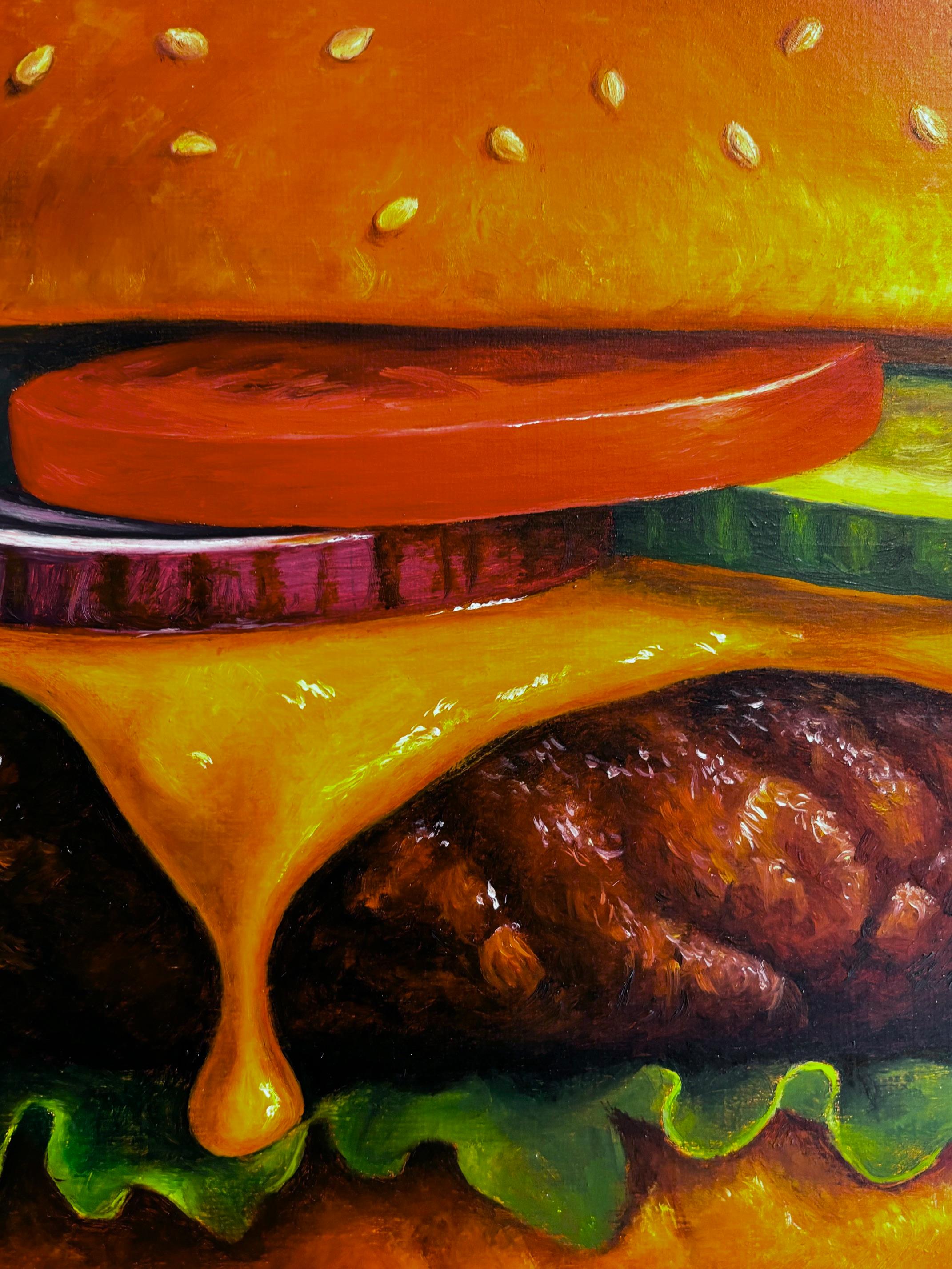 American Taste - original still life hyperrealism oil painting-contemporary art - Black Still-Life Painting by Mayrig Simonjan