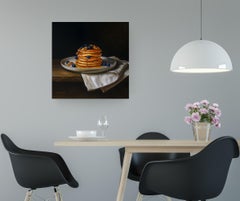 Breakfast, Honey- original still life hyperrealism oil painting-contemporary art
