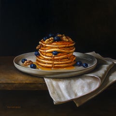 Breakfast, Honey- original still life hyperrealism oil painting-contemporary art