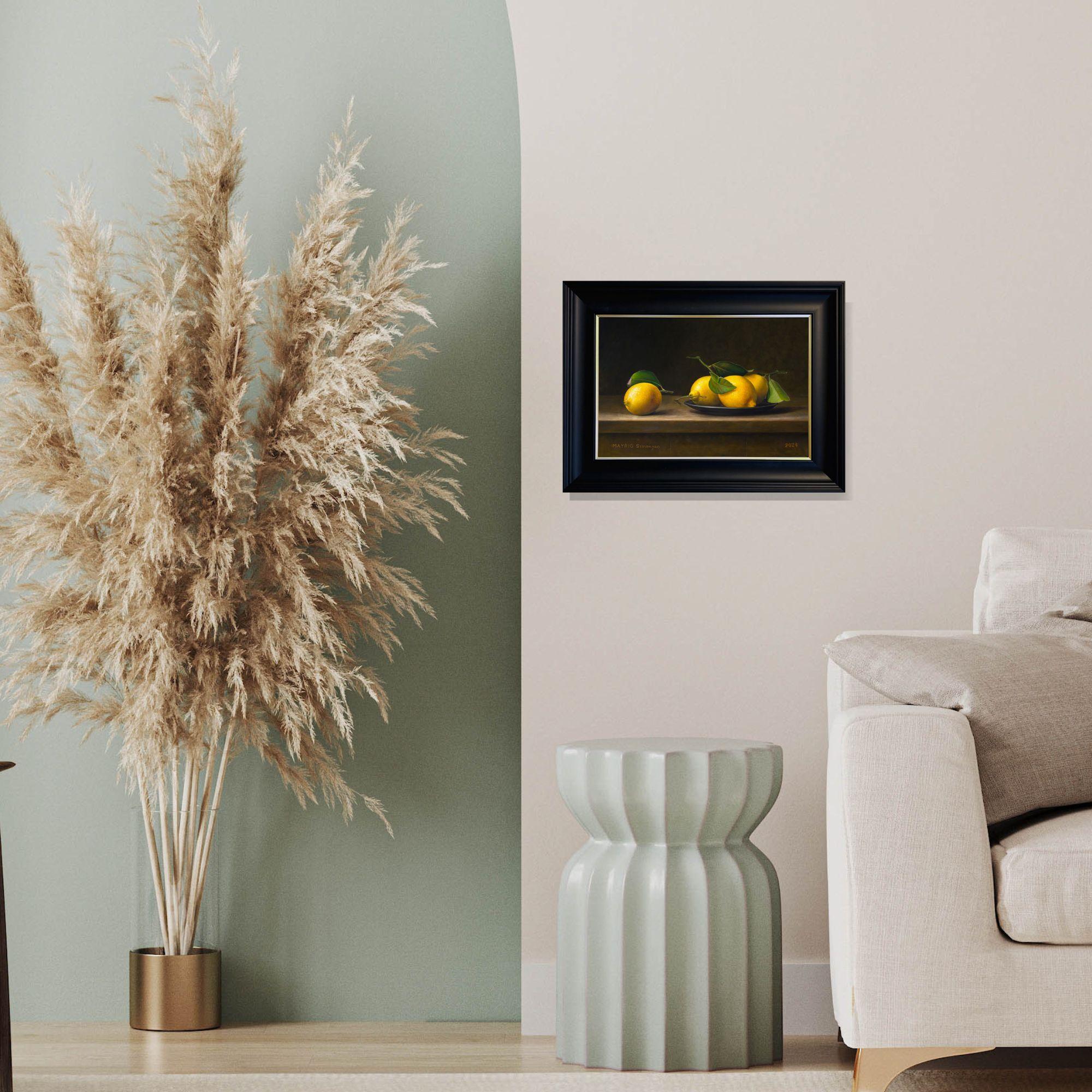 Fresh, Juicy Lemons-original still life impressionism painting-contemporary art - Realist Painting by Mayrig Simonjan