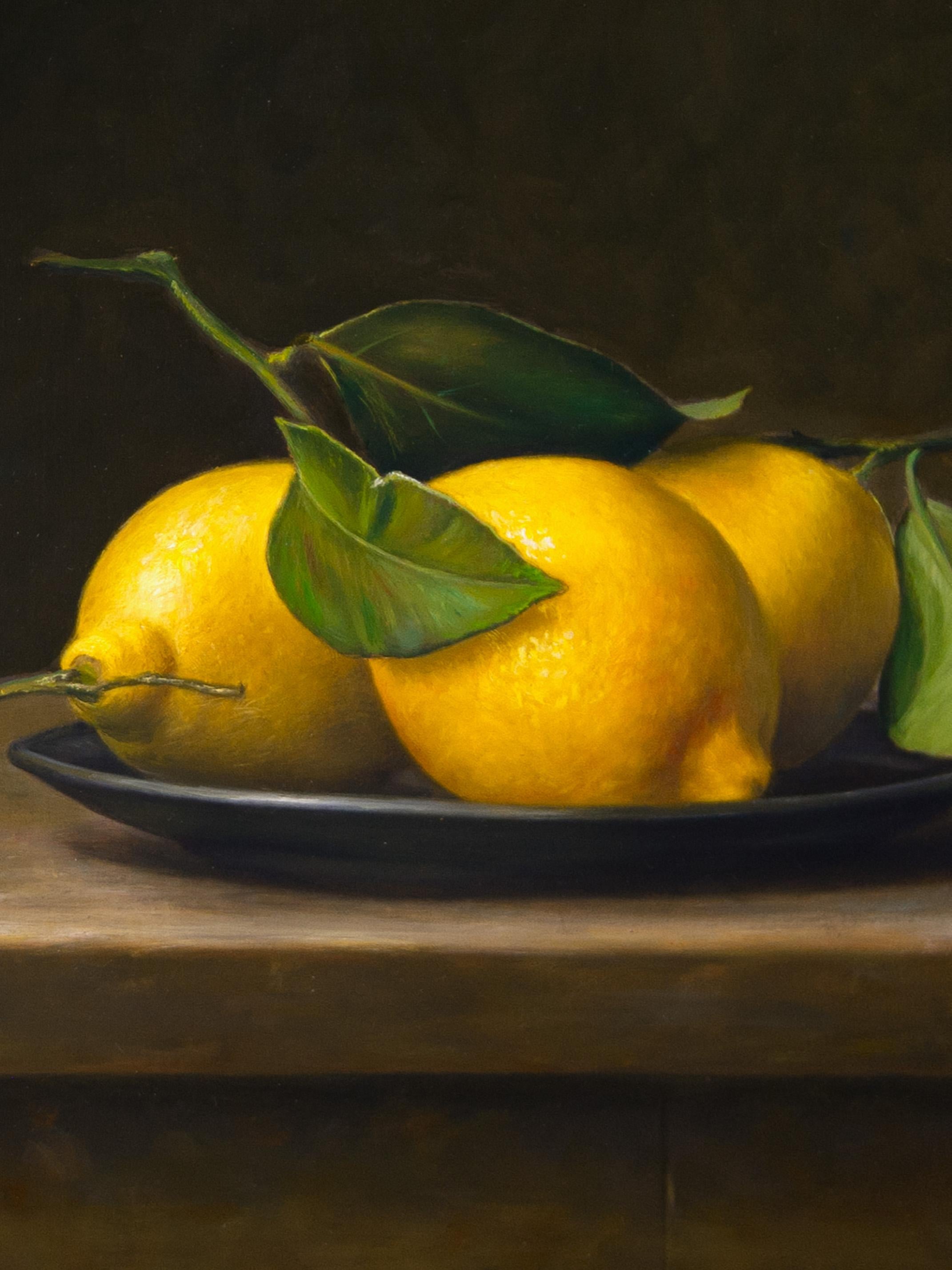 Fresh, Juicy Lemons-original still life impressionism painting-contemporary art For Sale 2