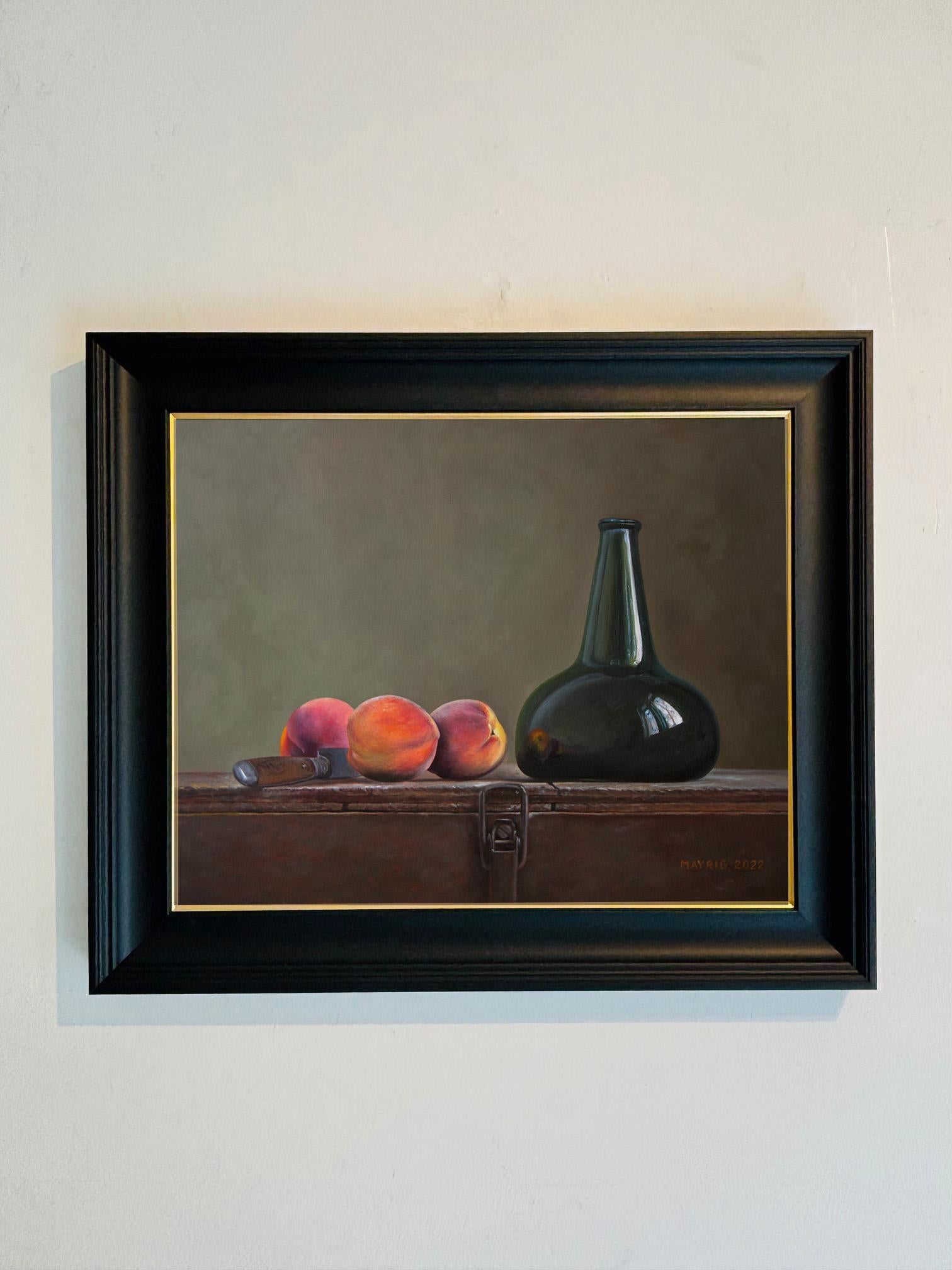 This exceptional artwork is framed, signed & currently for sale at Signet Contemporary Art Gallery. 

There is something enchantingly old-world about Medieval Peach Wine, a composition that evokes the romance of a bygone era. The warm, velvety