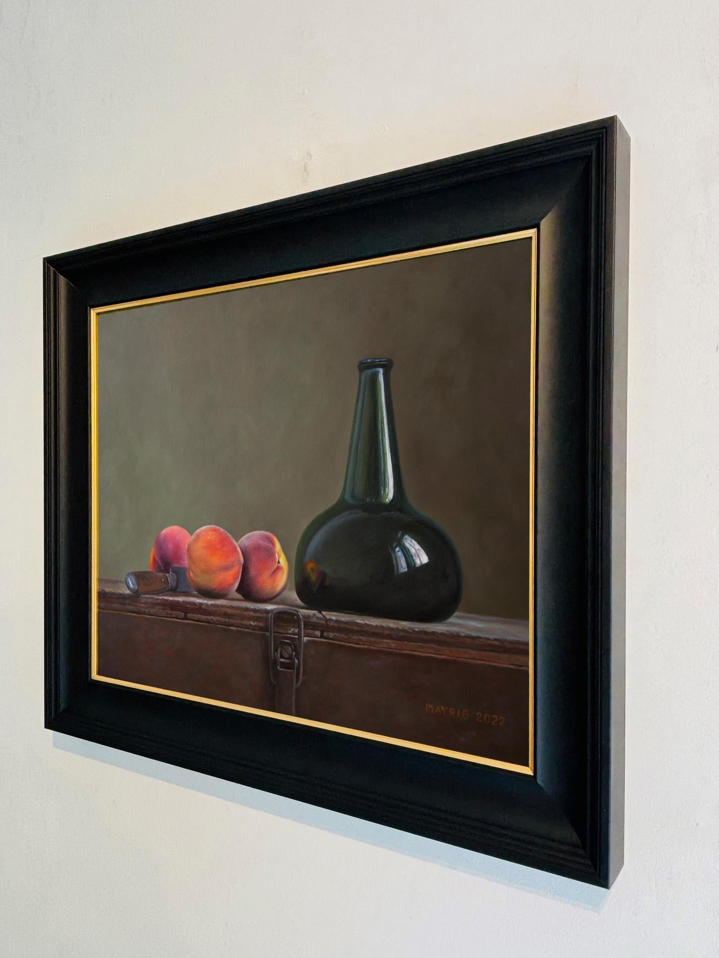 Medieval Peach Wine -original still life impressionism painting-contemporary art - Black Still-Life Painting by Mayrig Simonjan