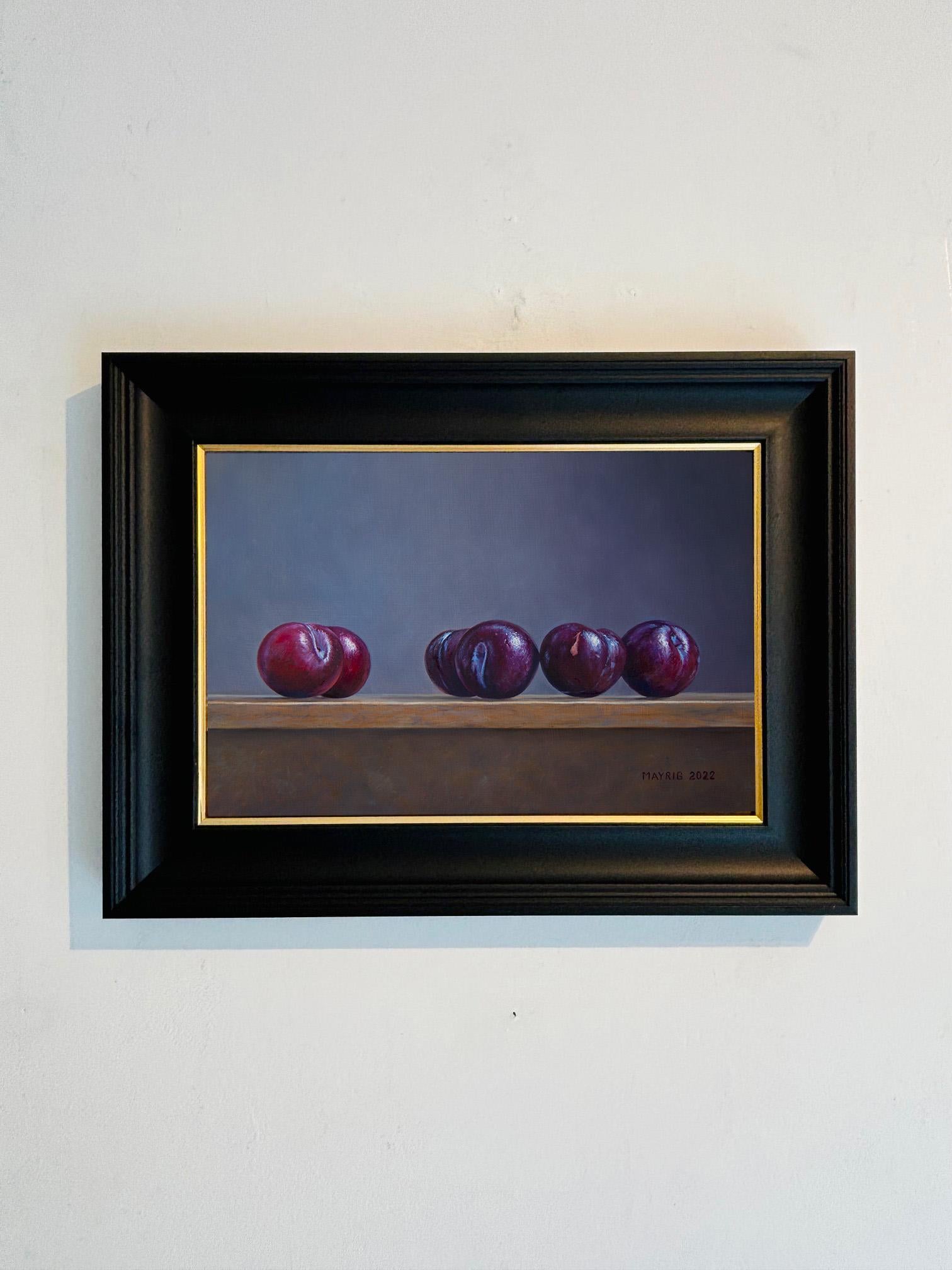 Purple Drops - original realism still life oil painting - contemporary art - Realist Painting by Mayrig Simonjan