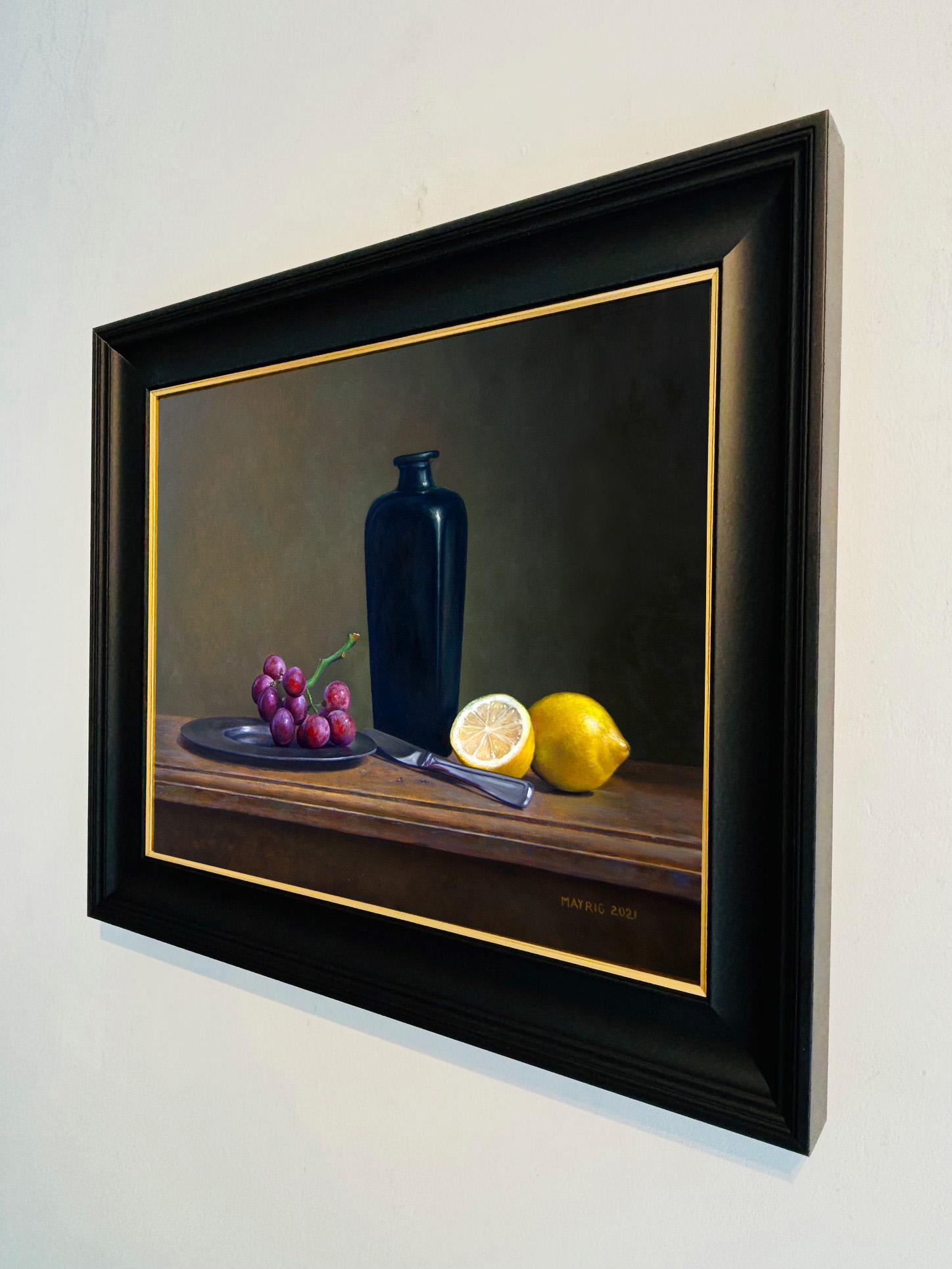 Summer Drink - original still life hyper realism oil painting-contemporary art - Black Still-Life Painting by Mayrig Simonjan