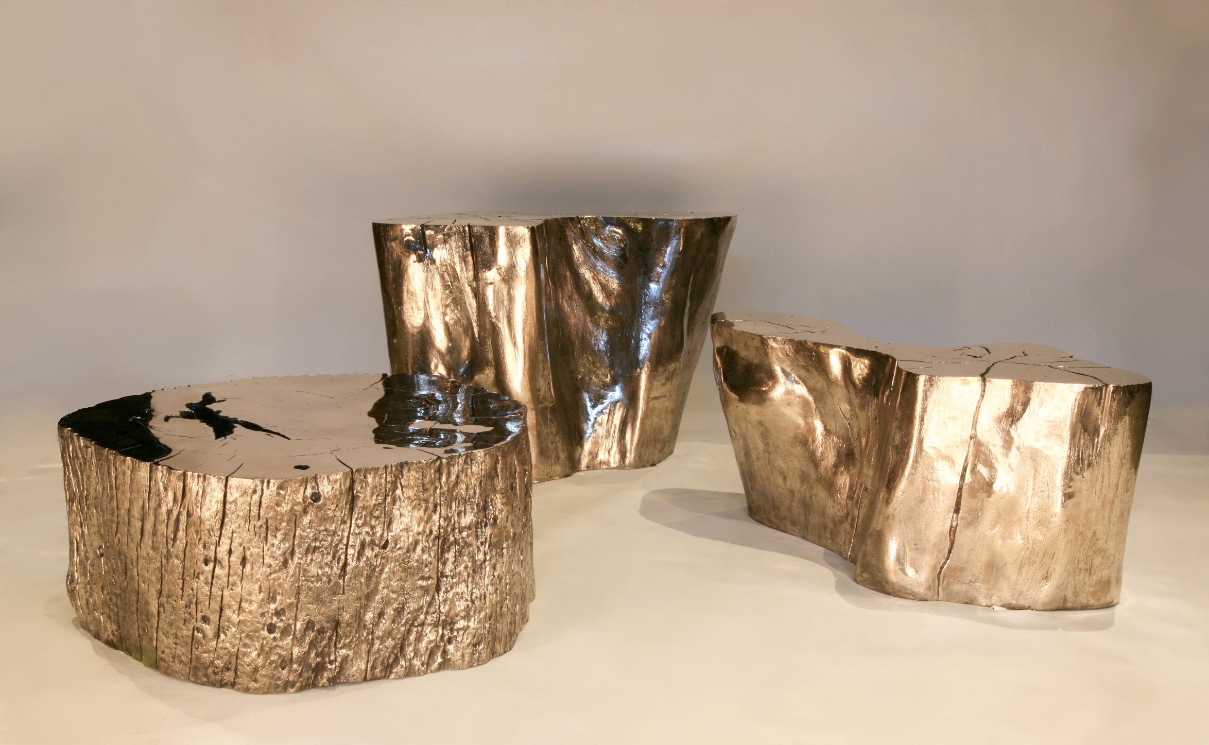 Respectant le pouvoir ultime de création de la nature, la table d'appoint Mayson de Barlas Baylar présente une esthétique raffinée avec une structure en bronze de silicone moulé tout en préservant sa forme organique inhérente.  Le bronze fondu est