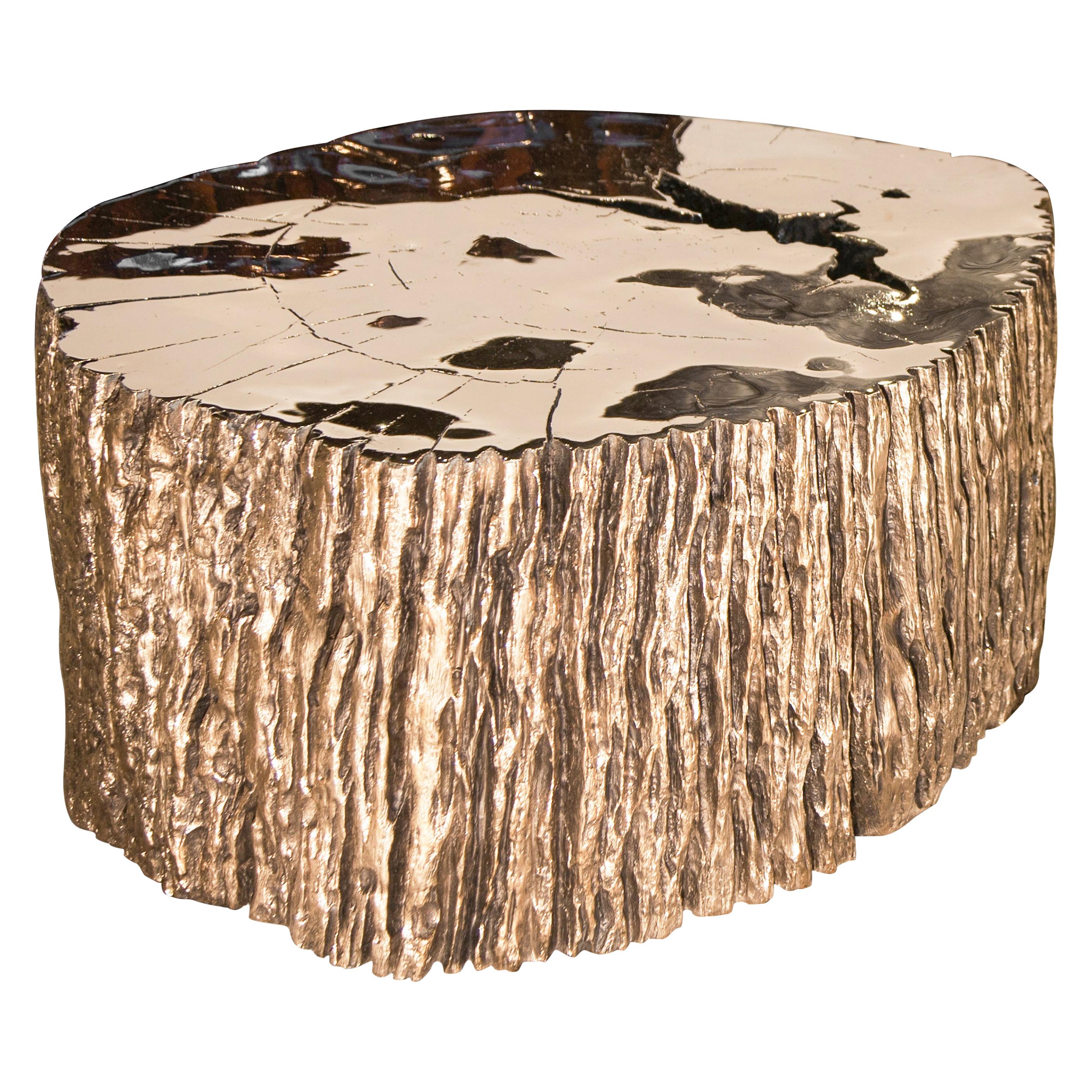 Mayson Side Table #1:  Sculptural Cast Bronze Side Table