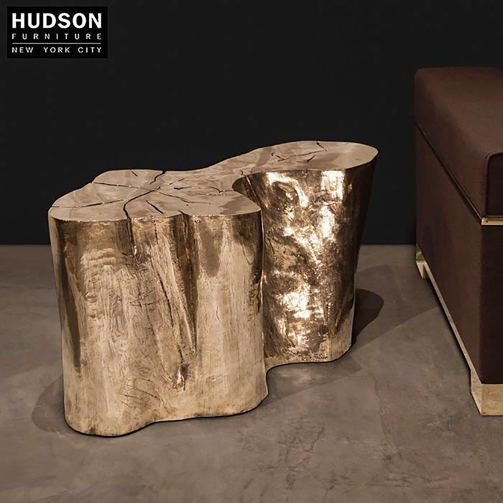 Polished Mayson Side Table #2:  Sculptural Cast Bronze Side Table For Sale