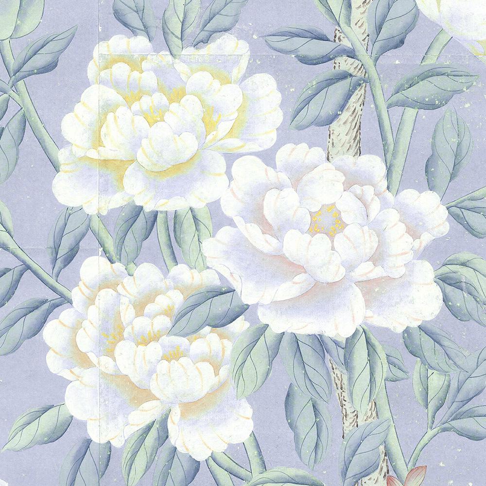 American Maysong Hyacinth Chinoiserie Mural Wallpaper For Sale