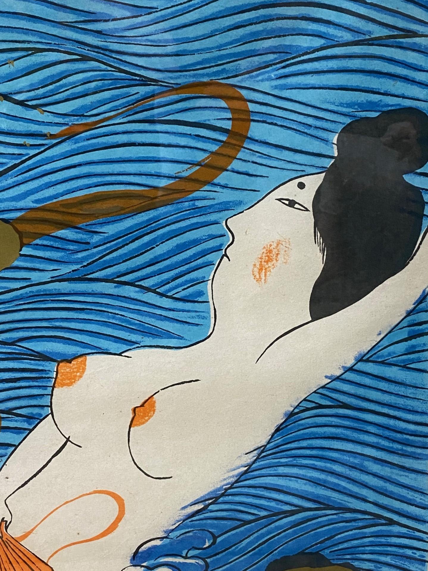 Mayumi Oda Signed Limited Edition Japanese Silkscreen Dyptich Prints Sea Goddess For Sale 7