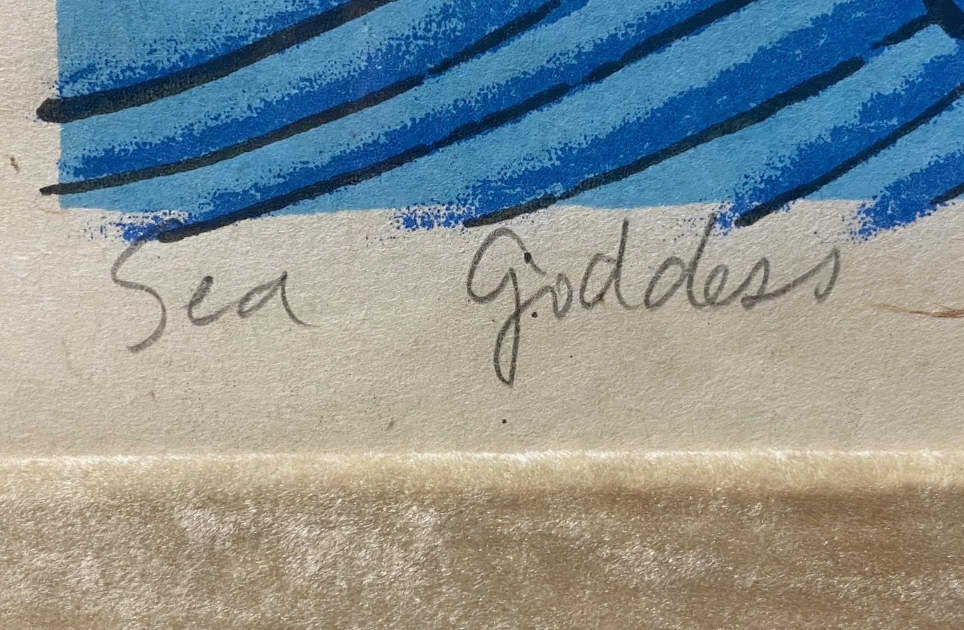 Mayumi Oda Signed Limited Edition Japanese Silkscreen Dyptich Prints Sea Goddess For Sale 1
