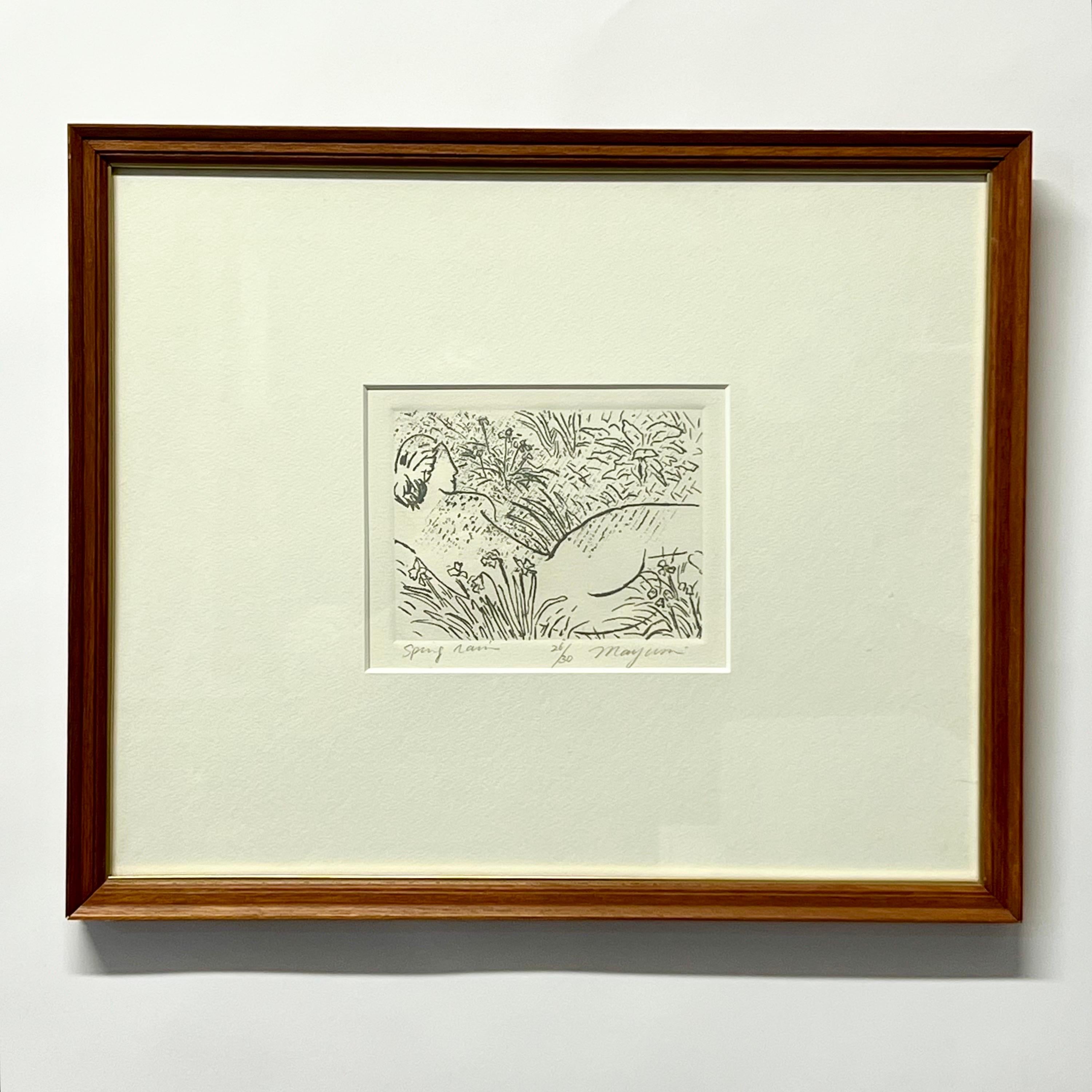 Bellissima acquaforte originale dell'artista nippo-americana Mayumi Oda, quotata negli anni '80, intitolata 