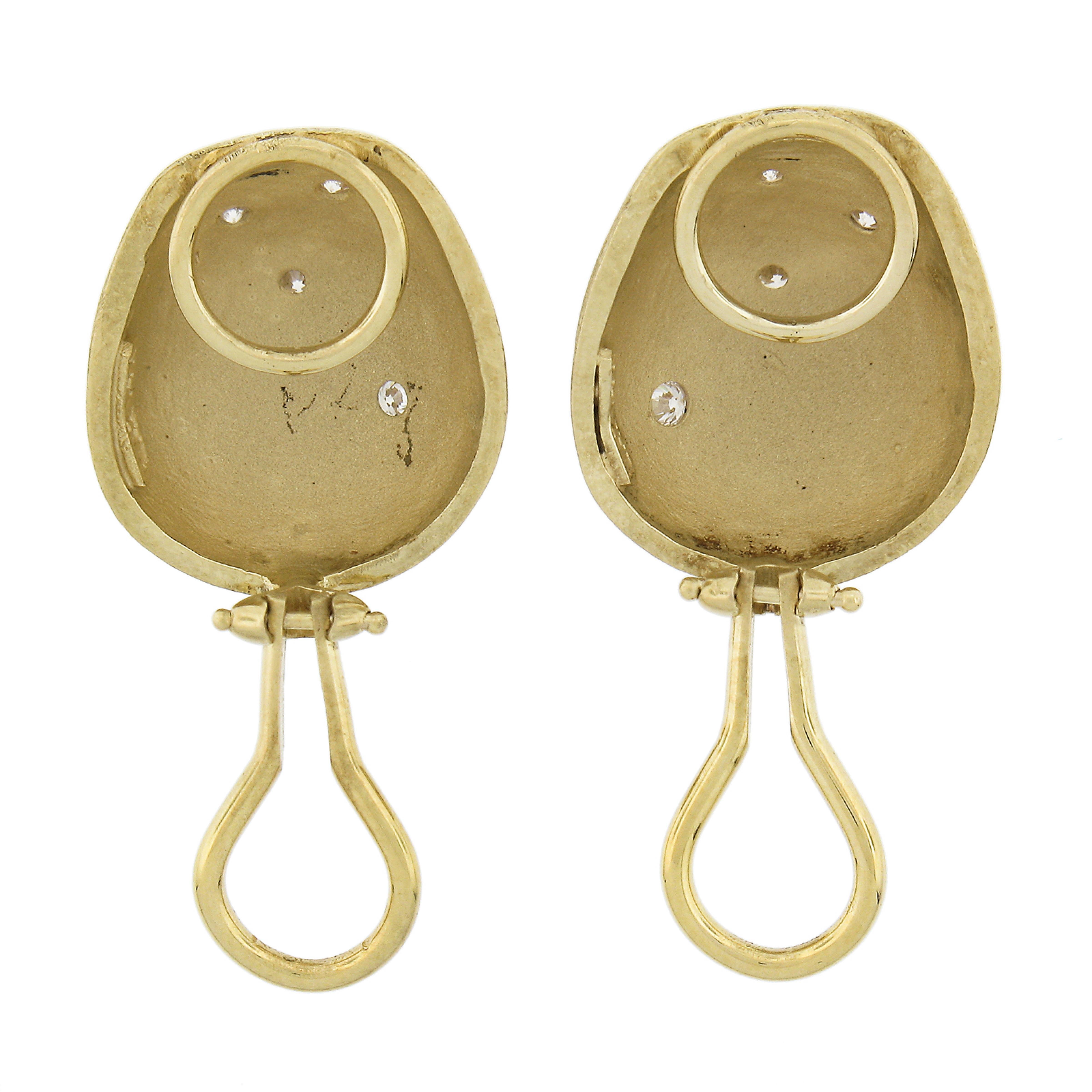 MAZ 14k Gold 0,16ctw Flush Diamant Pinsel matt Dome Taste Clip auf Ohrringe im Angebot 1
