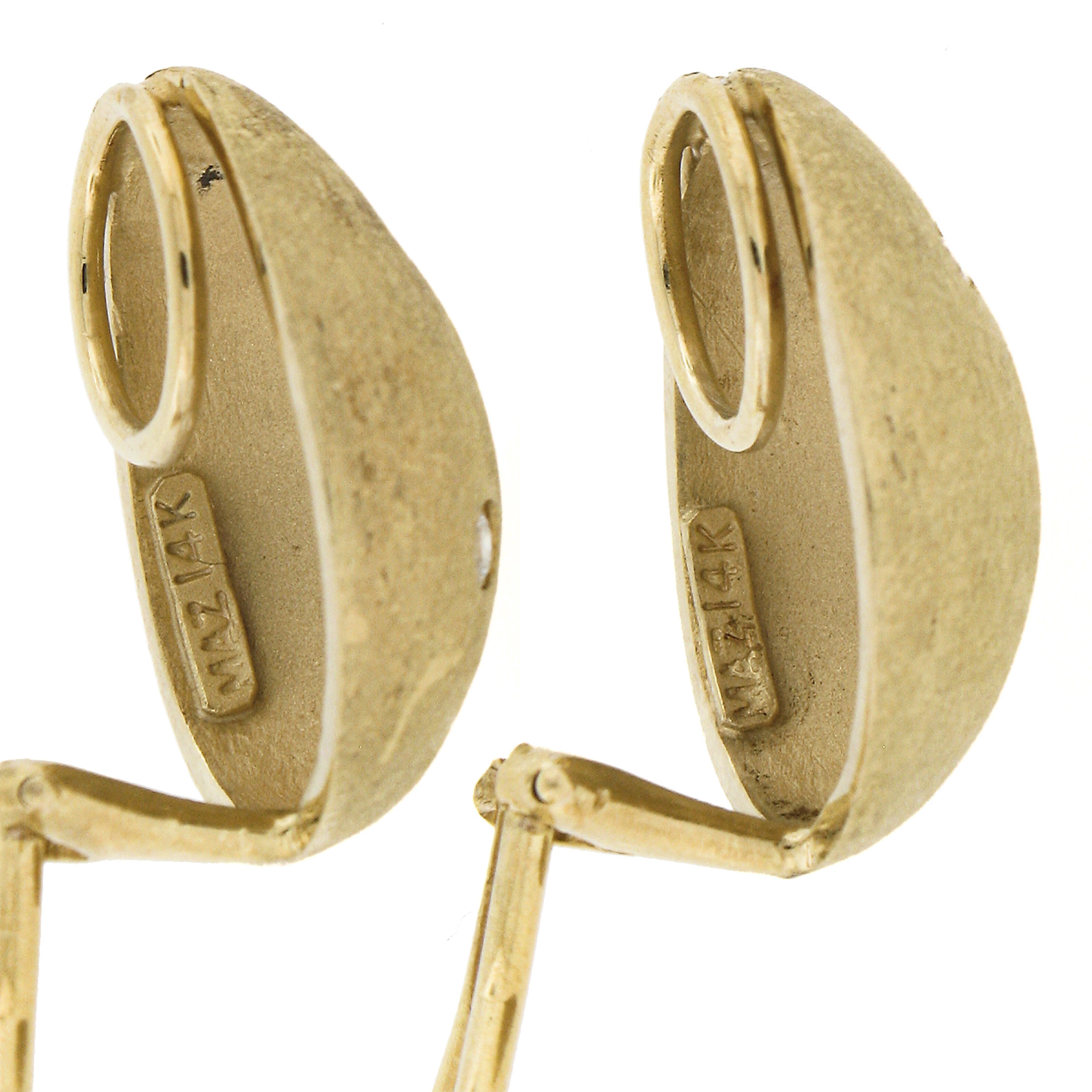 MAZ 14k Gold 0,16ctw Flush Diamant Pinsel matt Dome Taste Clip auf Ohrringe im Angebot 2