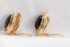 Maz 14k Yellow Gold Onyx & Diamond Vintage Clip-On Earrings