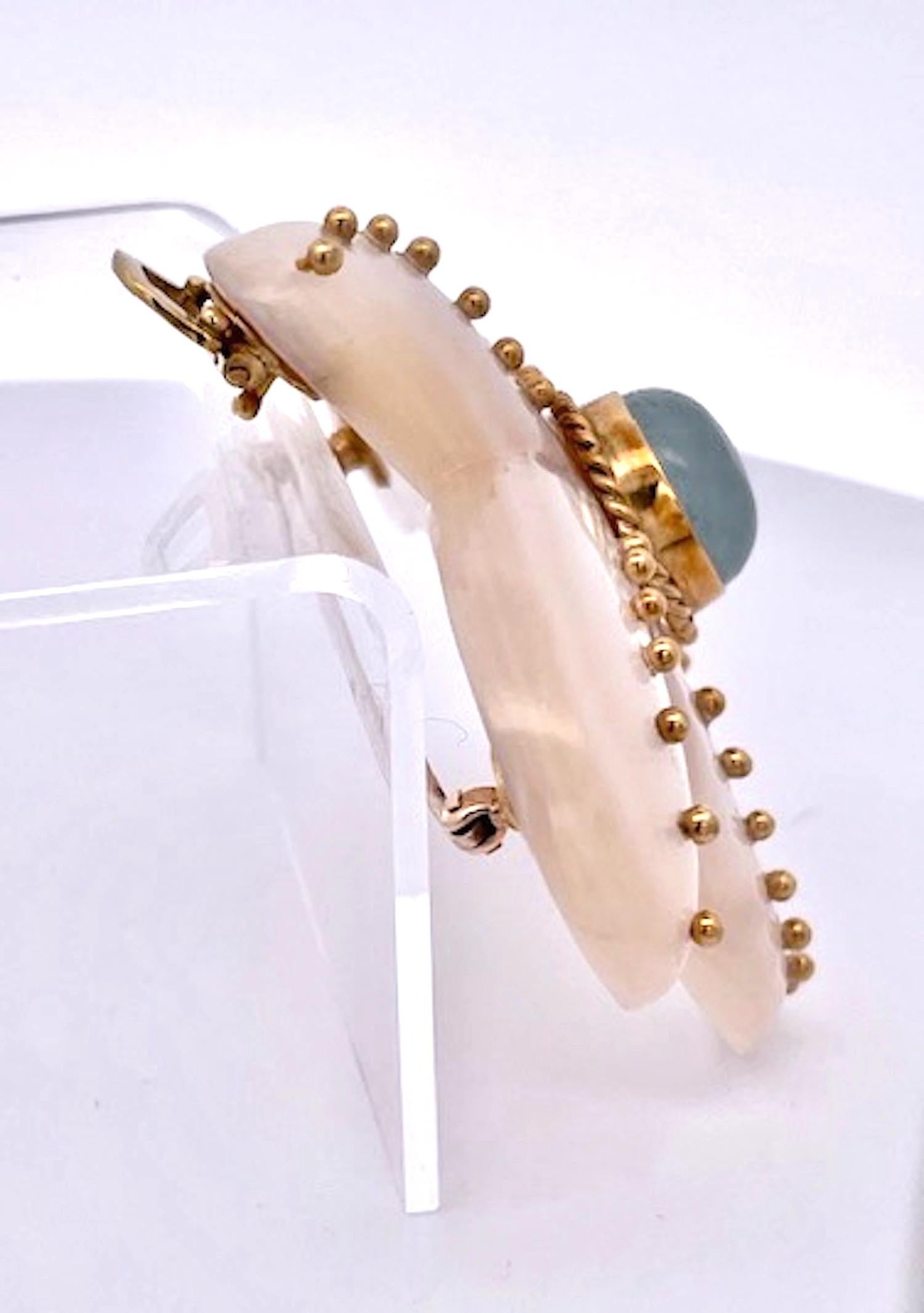 Maz 18K MOP Broche/Collar Aguamarina Estrella de Mar en venta 1