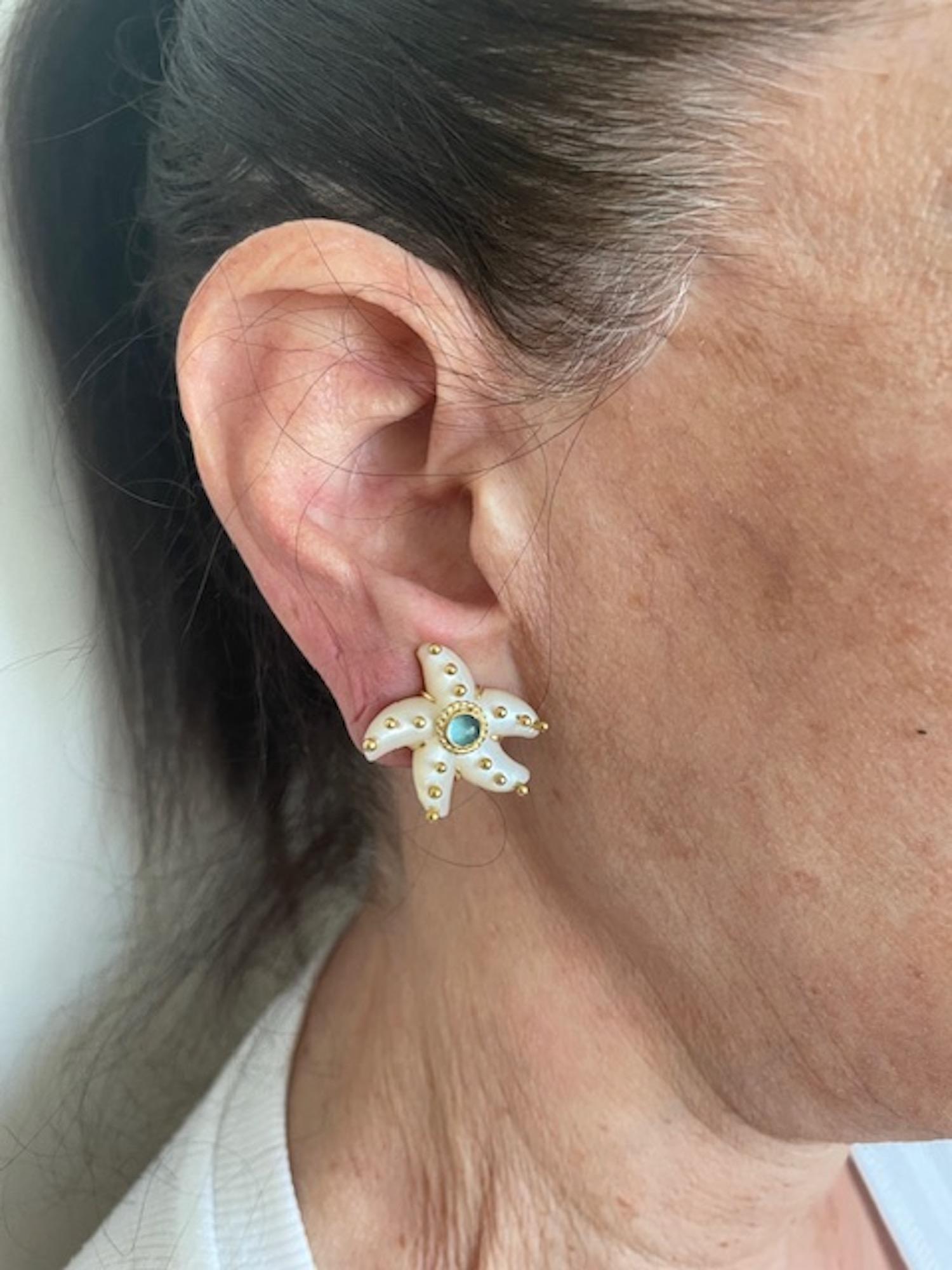 Maz 18K MOP Aquamarine Earrings 7
