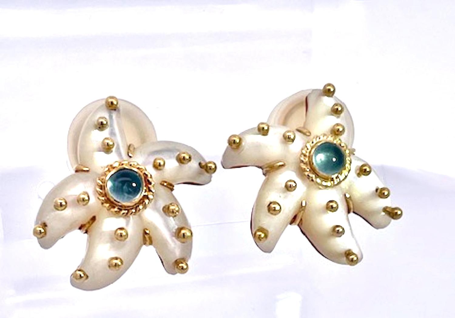 As promised here are the matching earrings to the gorgeous Maz Brooch/Necklace.  These are clip on earrings with clear silicone pads for comfort.  If you wanted these to be pierced earrings we can do that for you. These are 18K Yellow Gold with